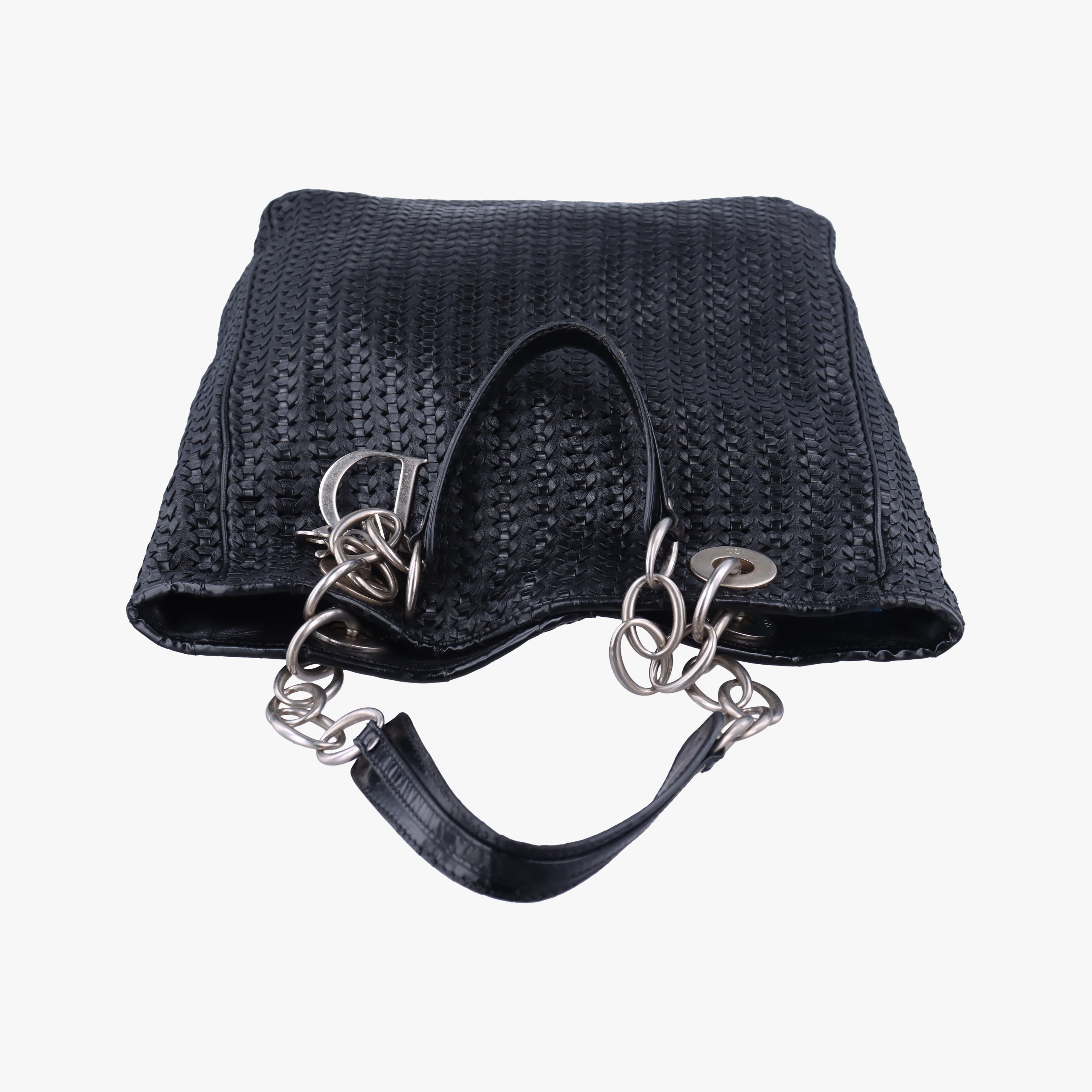 Vintage Christian Dior Lady Dior Soft Woven Shopping Tote Black lambskin  shoulderbag | stylenewstar