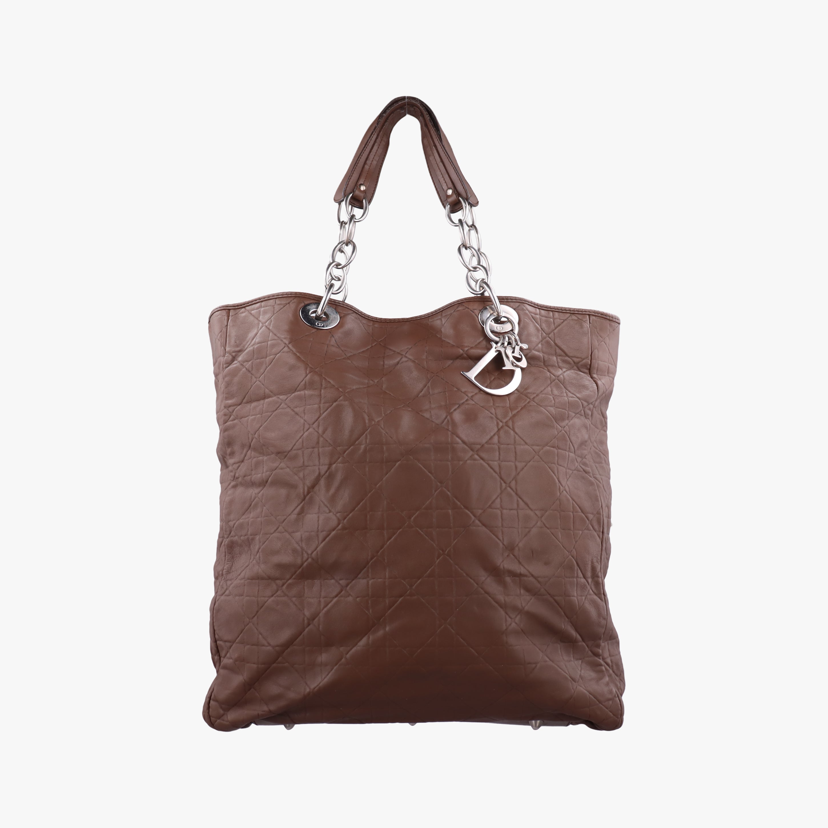 Vintage Christian Dior Cannage Dior Soft Shopping Brown lambskin  handbag | stylenewstar