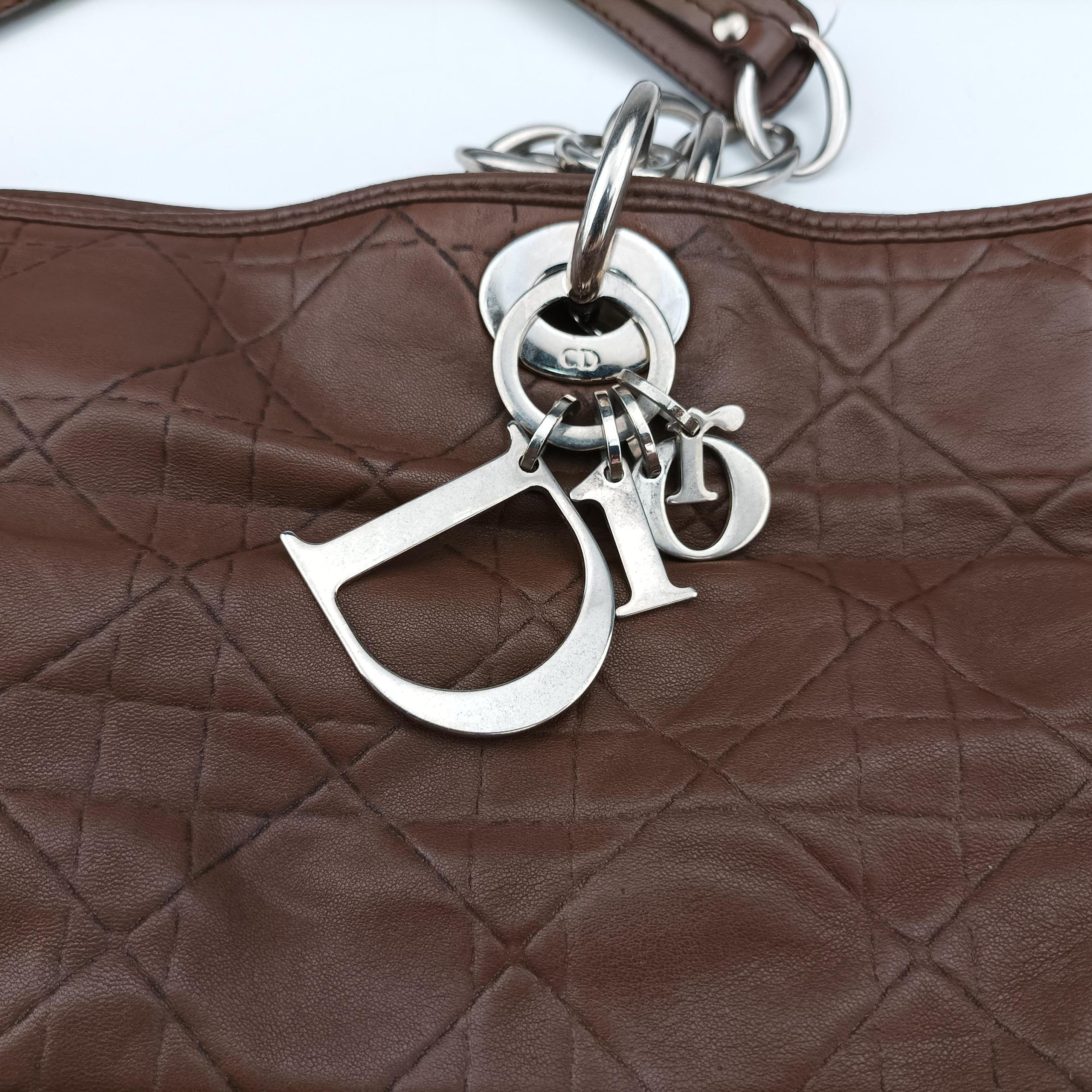 Vintage Christian Dior Cannage Dior Soft Shopping Brown lambskin  handbag | stylenewstar