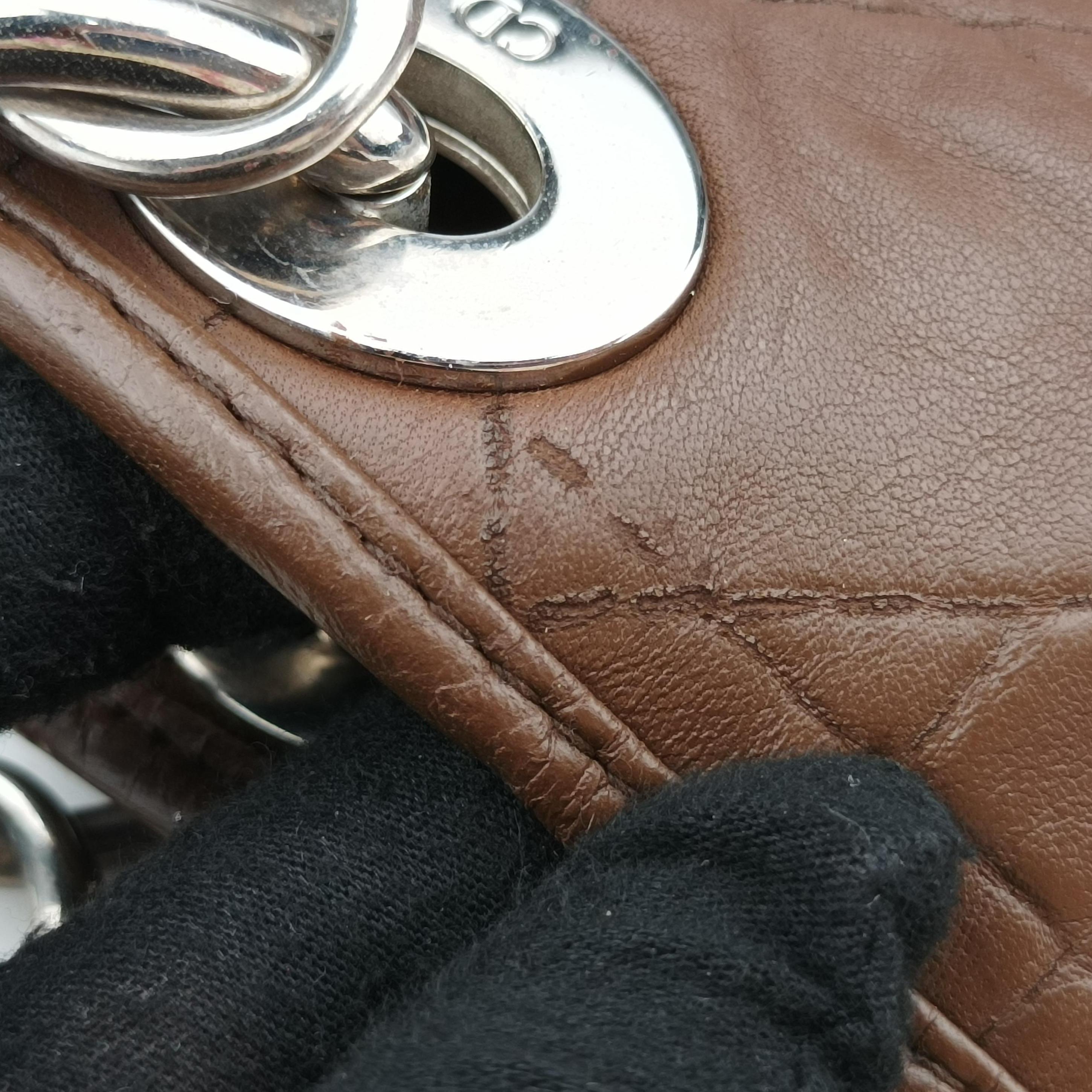 Vintage Christian Dior Cannage Dior Soft Shopping Brown lambskin  handbag | stylenewstar