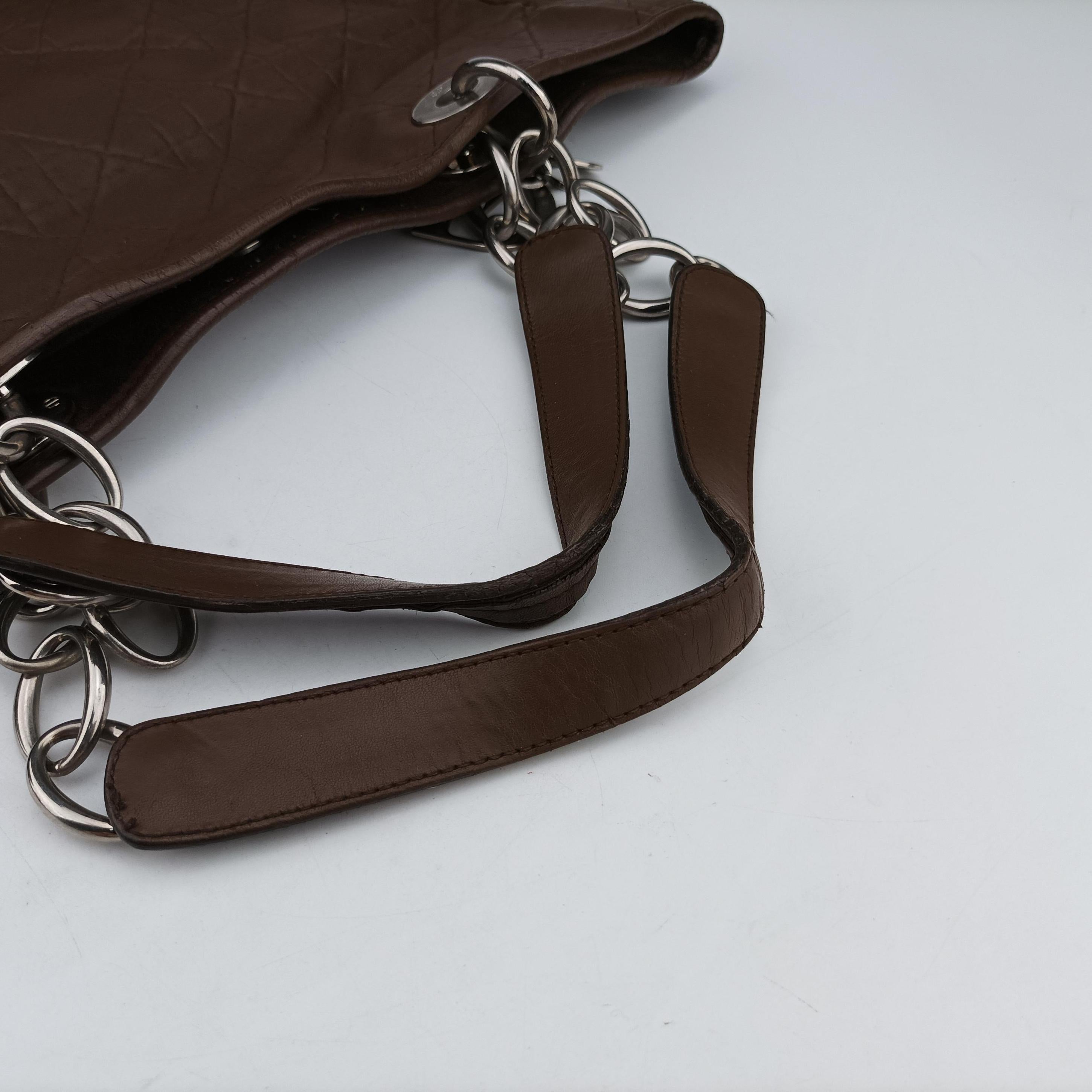 Vintage Christian Dior Cannage Dior Soft Shopping Brown lambskin  handbag | stylenewstar