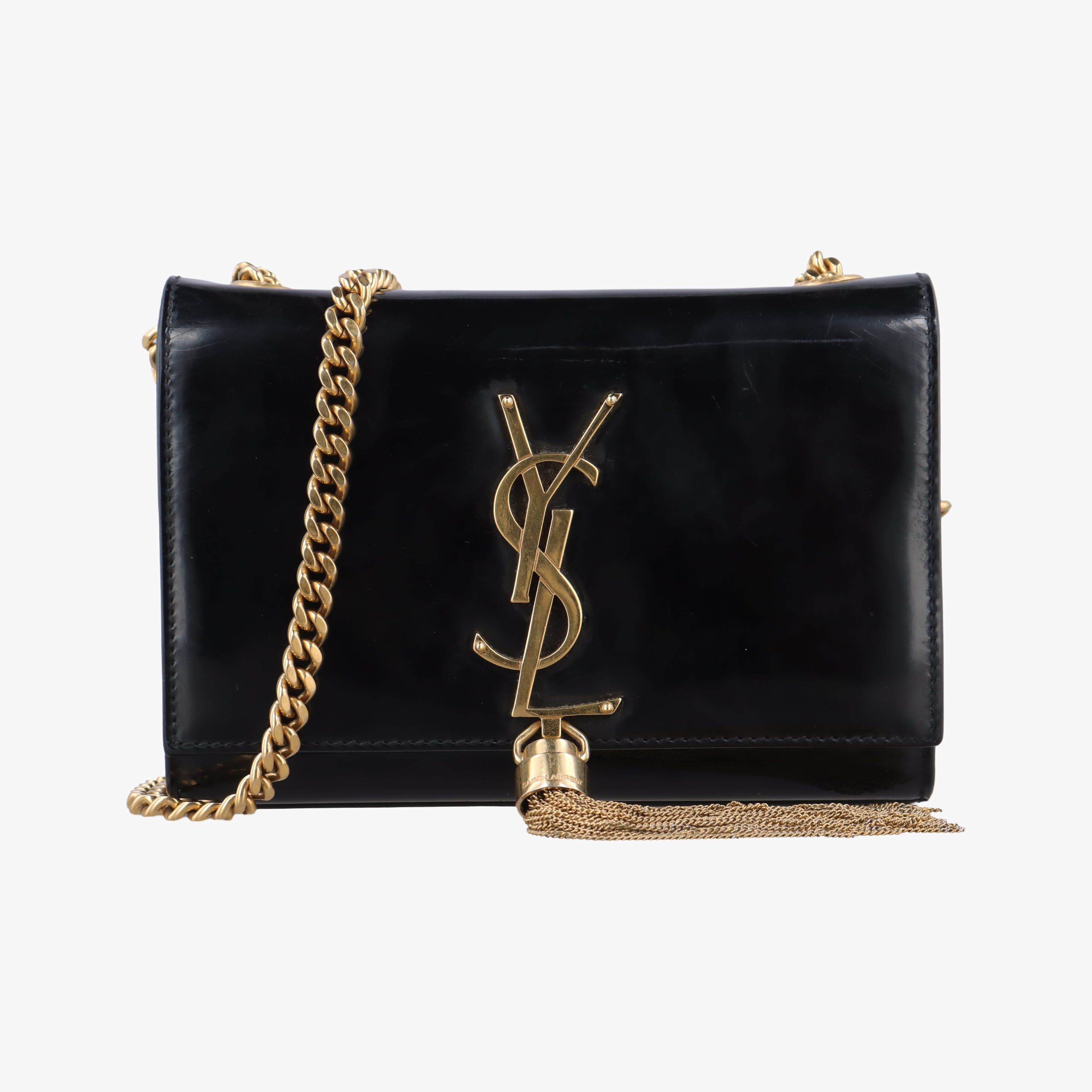 Pre-owned Yves Saint Laurent KATE Black Patent 326076 shoulderbag | stylenewstar