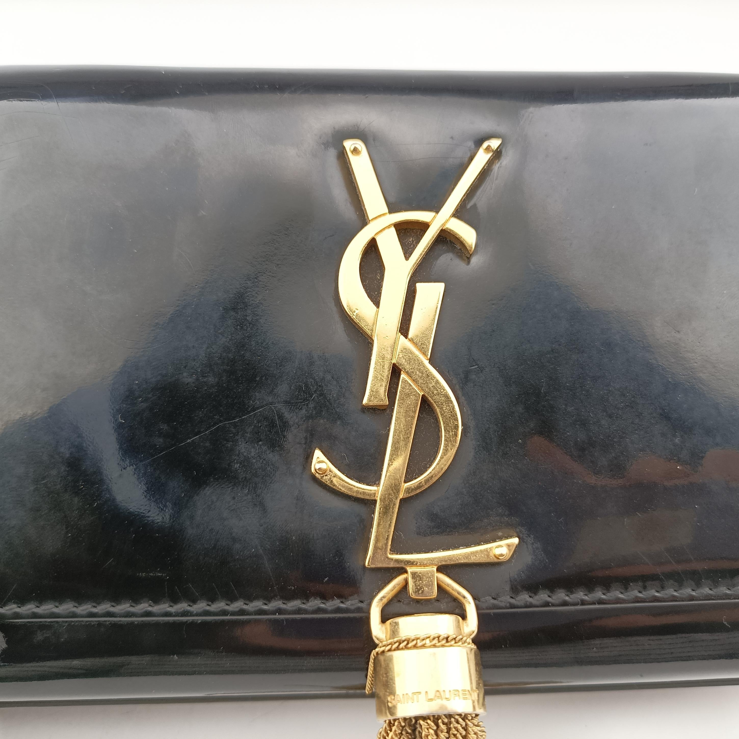 Pre-owned Yves Saint Laurent KATE Black Patent 326076 shoulderbag | stylenewstar