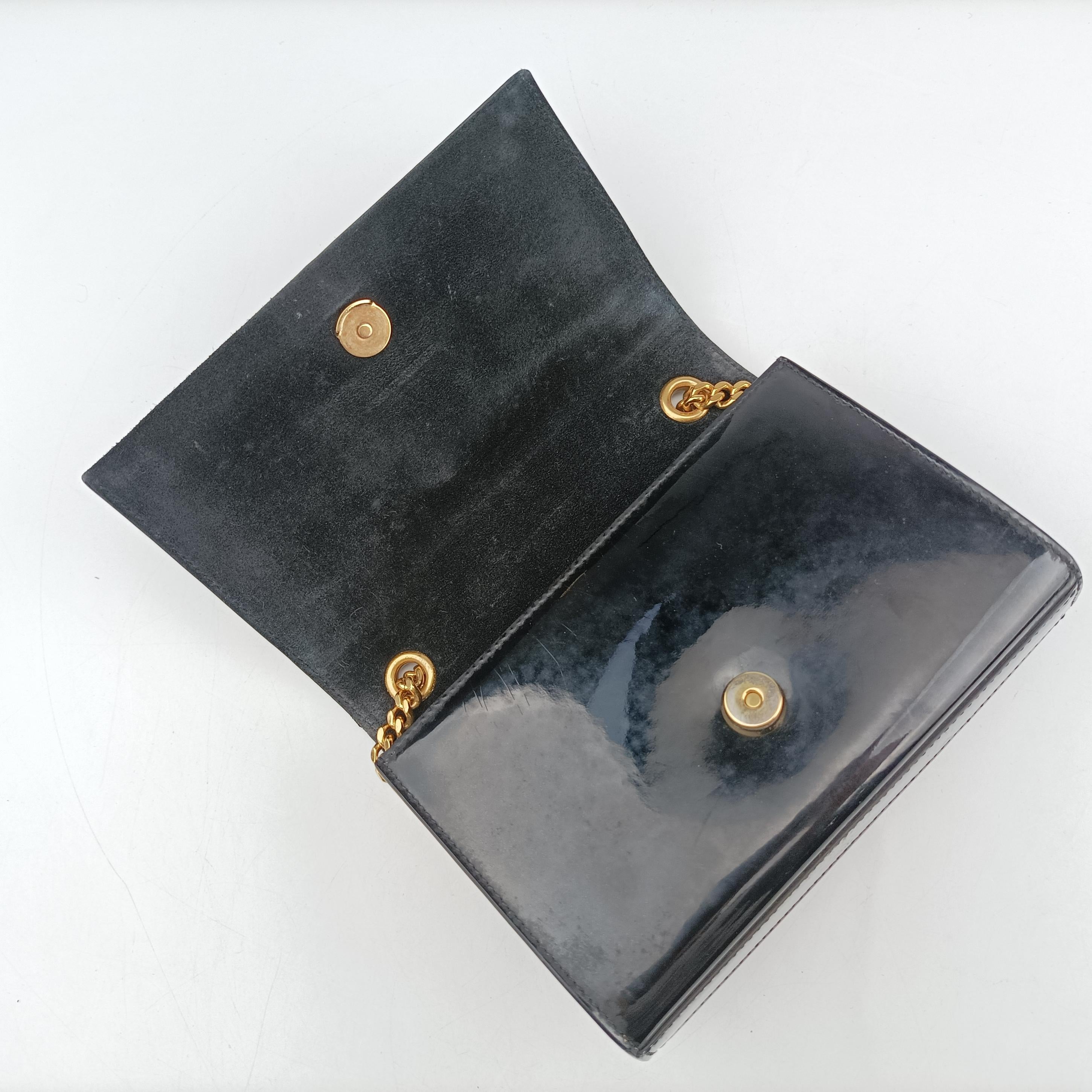 Pre-owned Yves Saint Laurent KATE Black Patent 326076 shoulderbag | stylenewstar