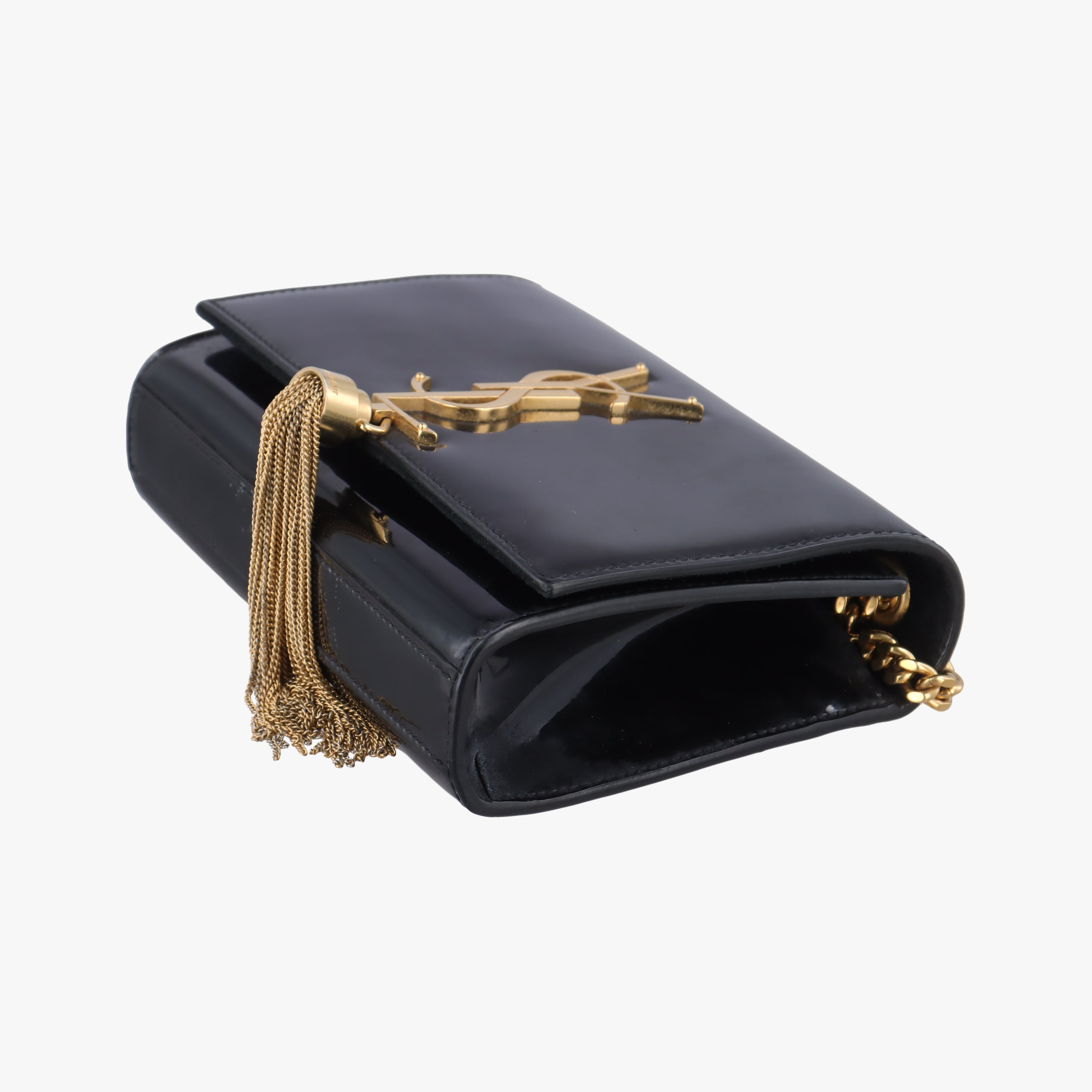Pre-owned Yves Saint Laurent KATE Black Patent 326076 shoulderbag | stylenewstar