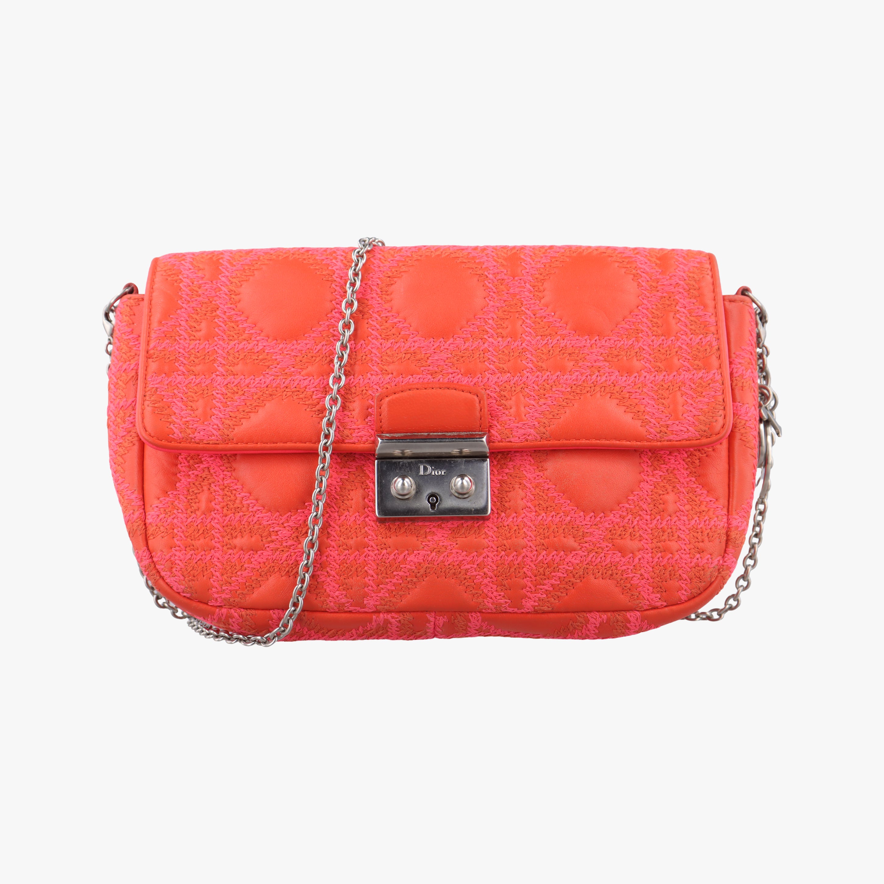 Vintage Christian Dior Miss Dior CANNAGE New Lock Orange lambskin  shoulderbag | stylenewstar