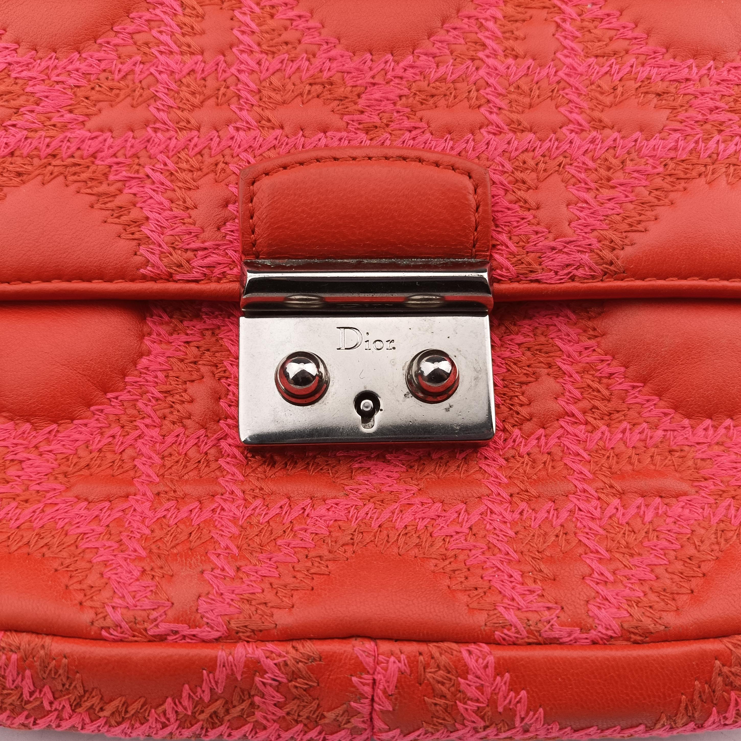 Vintage Christian Dior Miss Dior CANNAGE New Lock Orange lambskin  shoulderbag | stylenewstar
