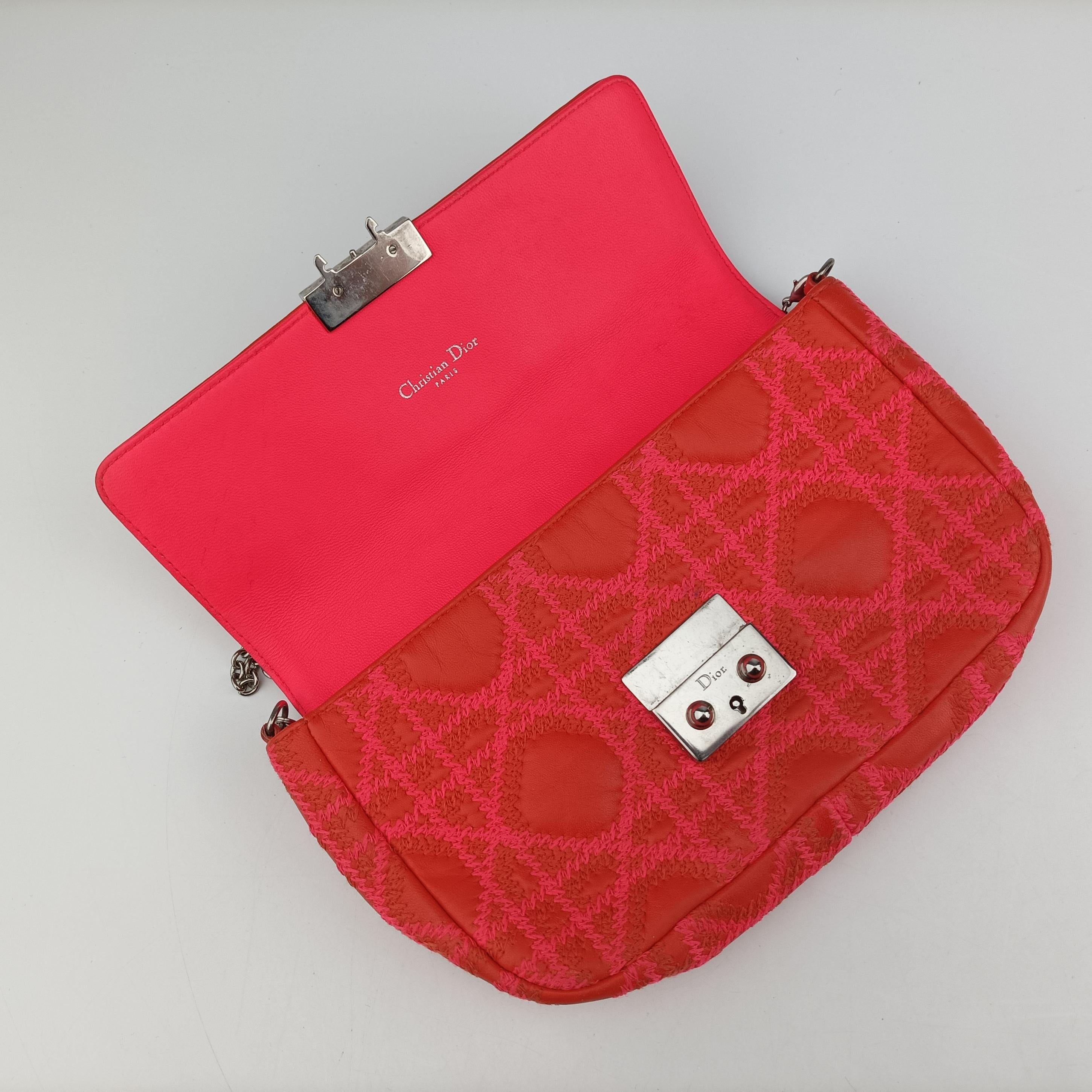 Vintage Christian Dior Miss Dior CANNAGE New Lock Orange lambskin  shoulderbag | stylenewstar
