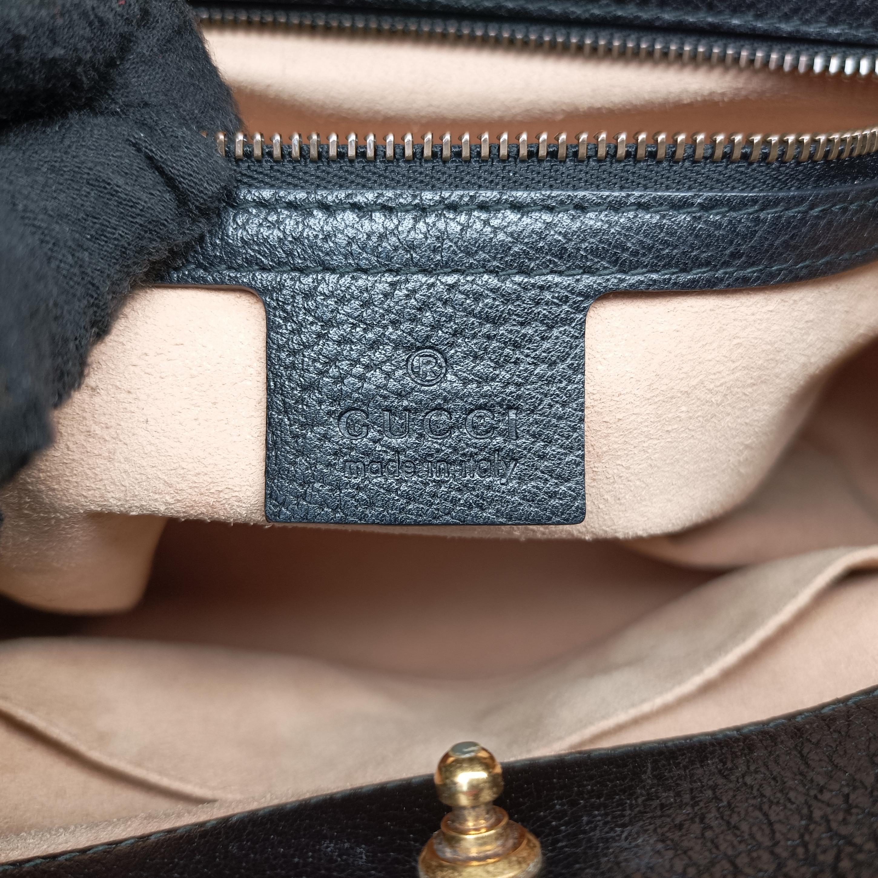 Secondhand Gucci Crystal Butterfly Linea Totem Black×Green×Red Leather 505342 handbag | stylenewstar