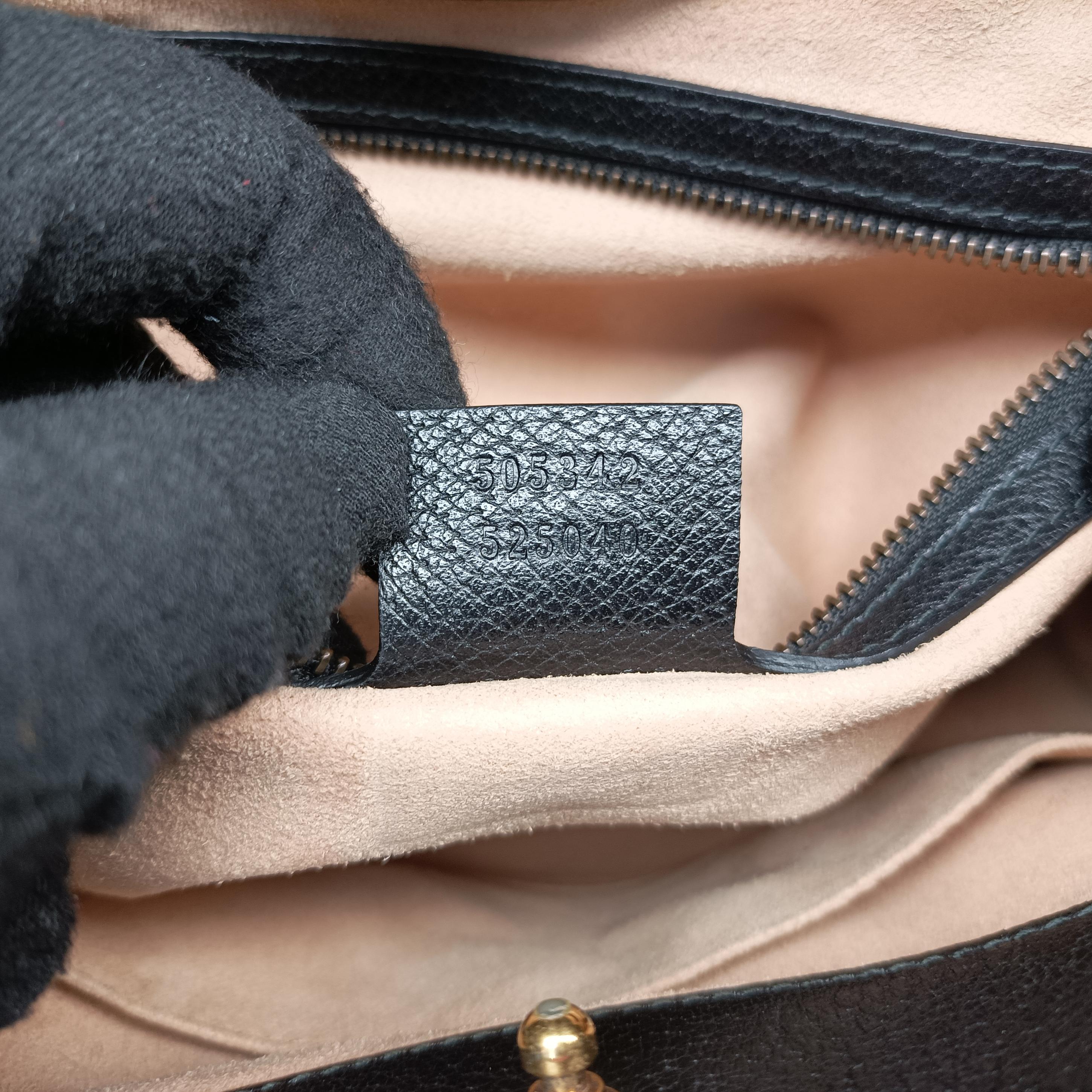 Secondhand Gucci Crystal Butterfly Linea Totem Black×Green×Red Leather 505342 handbag | stylenewstar