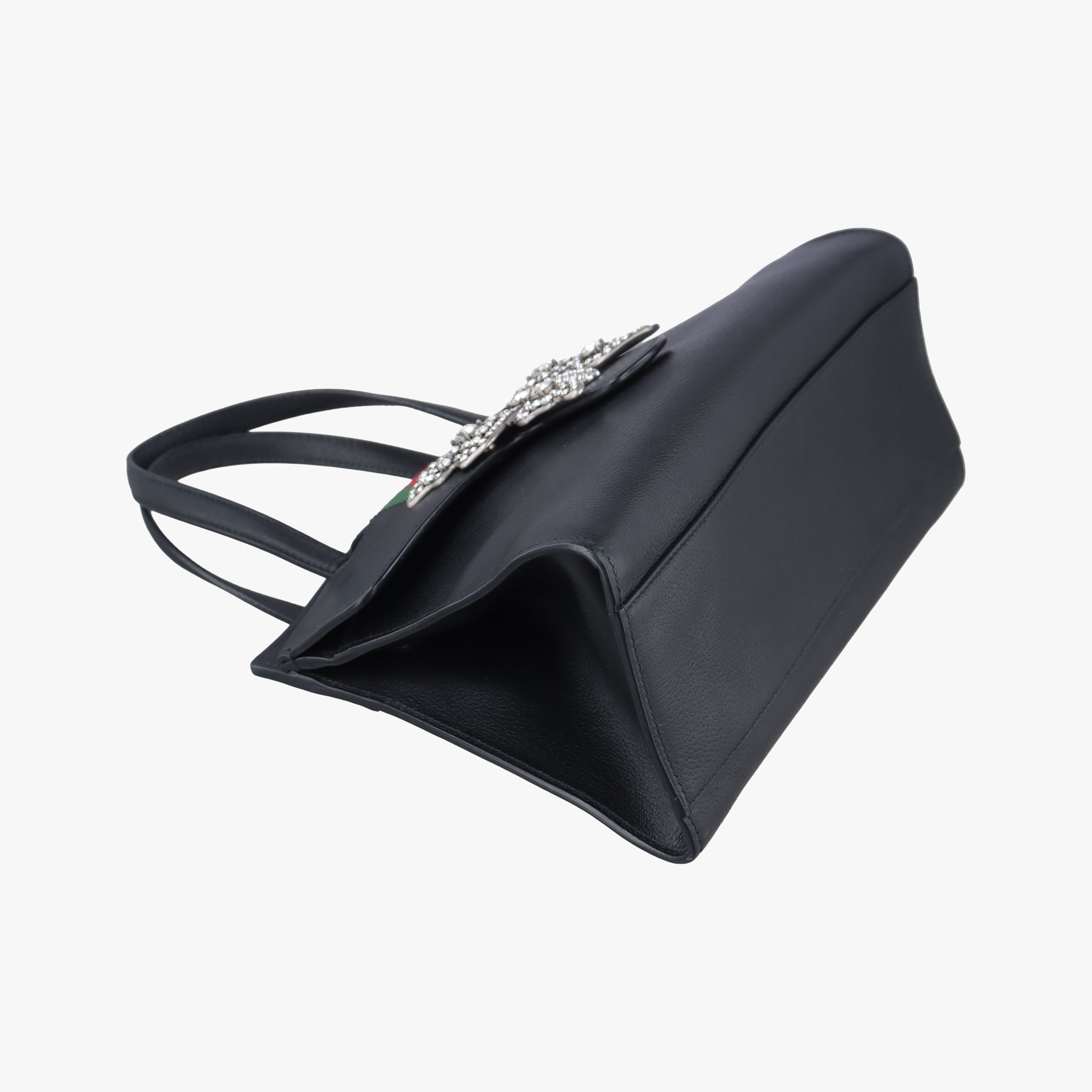 Secondhand Gucci Crystal Butterfly Linea Totem Black×Green×Red Leather 505342 handbag | stylenewstar
