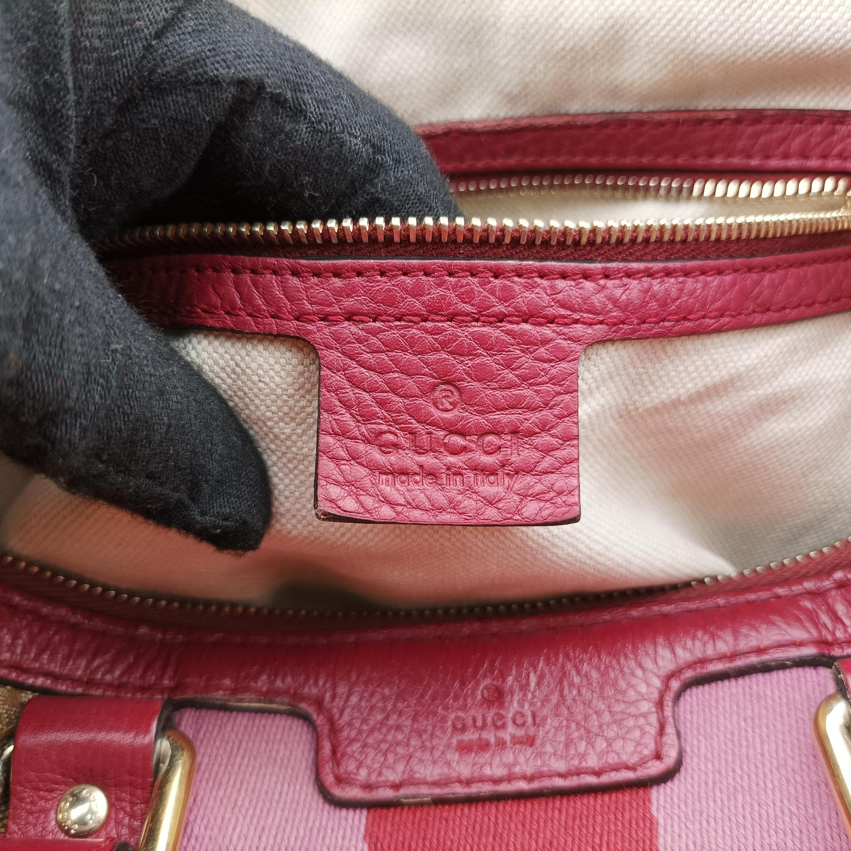 Pre-owned Gucci Sherry Line Beige x Red x Pink canvas×leather 247205 shoulderbag | stylenewstar