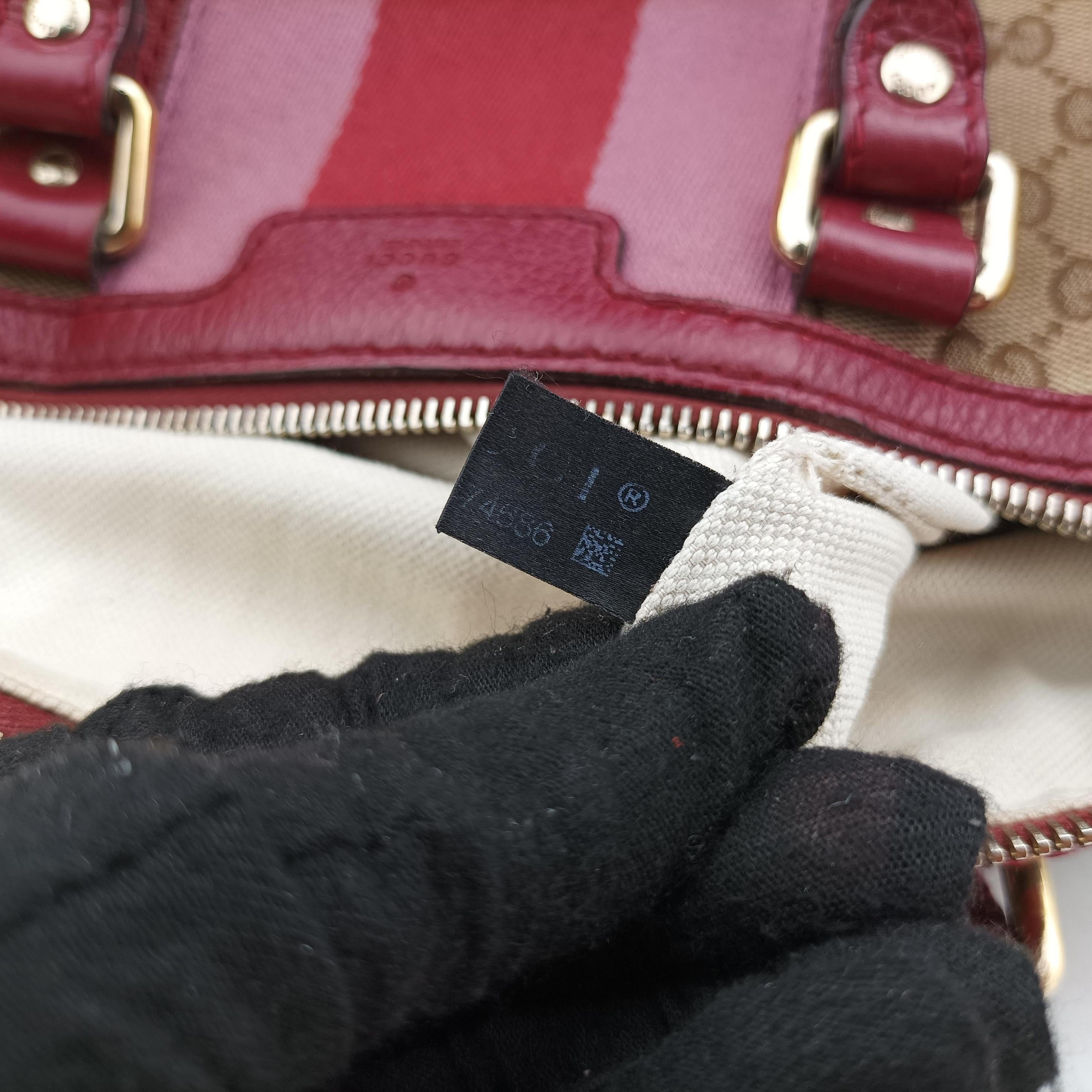 Pre-owned Gucci Sherry Line Beige x Red x Pink canvas×leather 247205 shoulderbag | stylenewstar