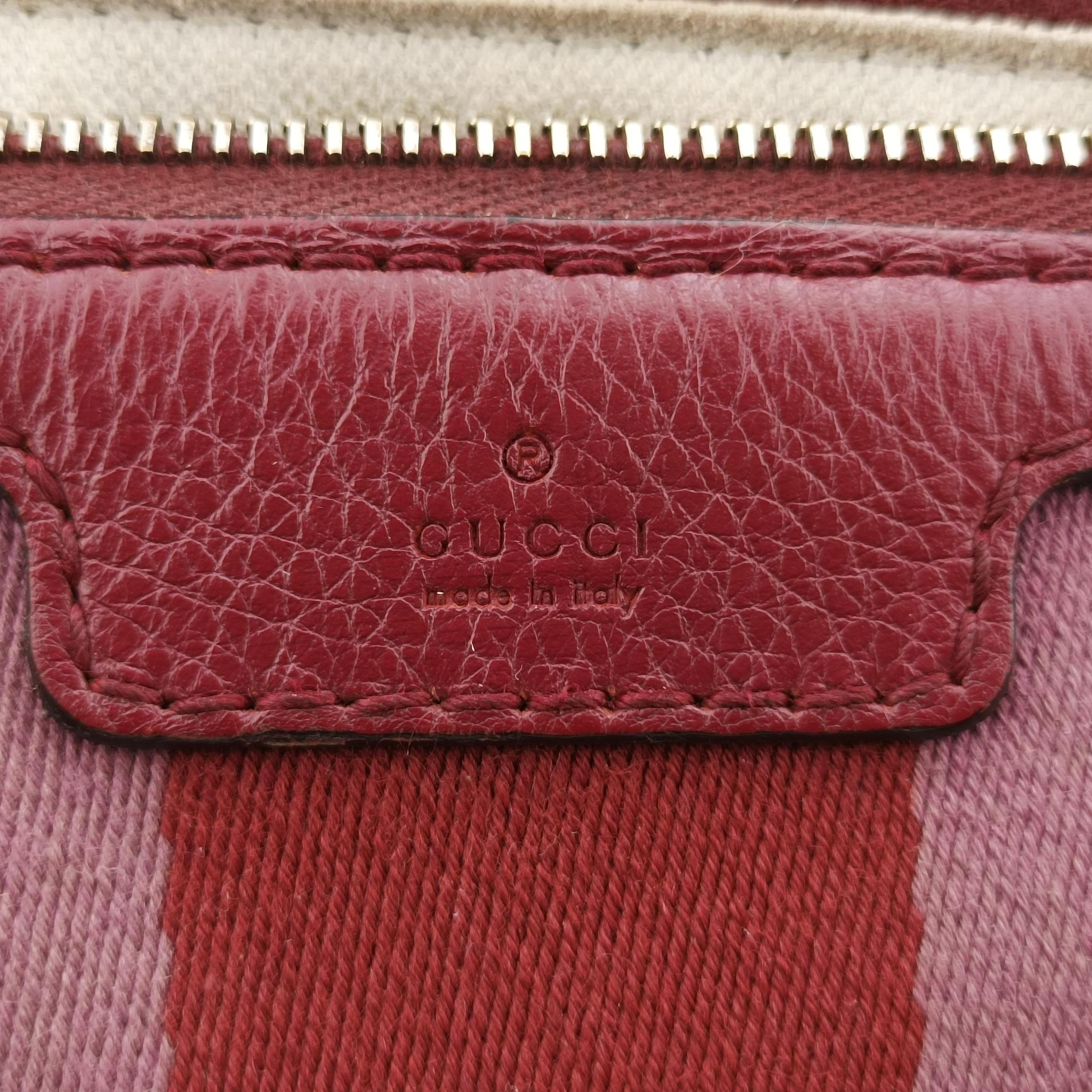 Pre-owned Gucci Sherry Line Beige x Red x Pink canvas×leather 247205 shoulderbag | stylenewstar