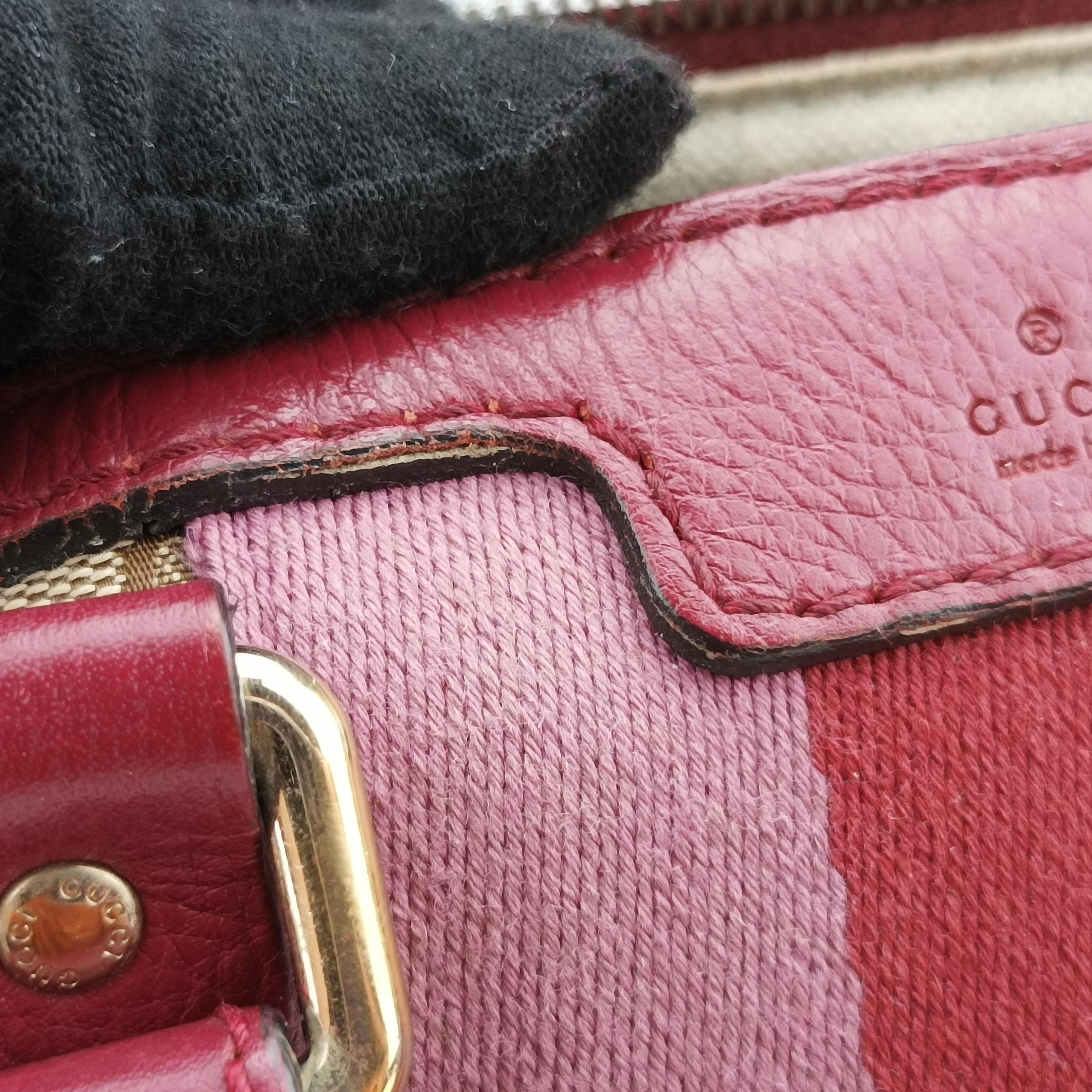 Pre-owned Gucci Sherry Line Beige x Red x Pink canvas×leather 247205 shoulderbag | stylenewstar