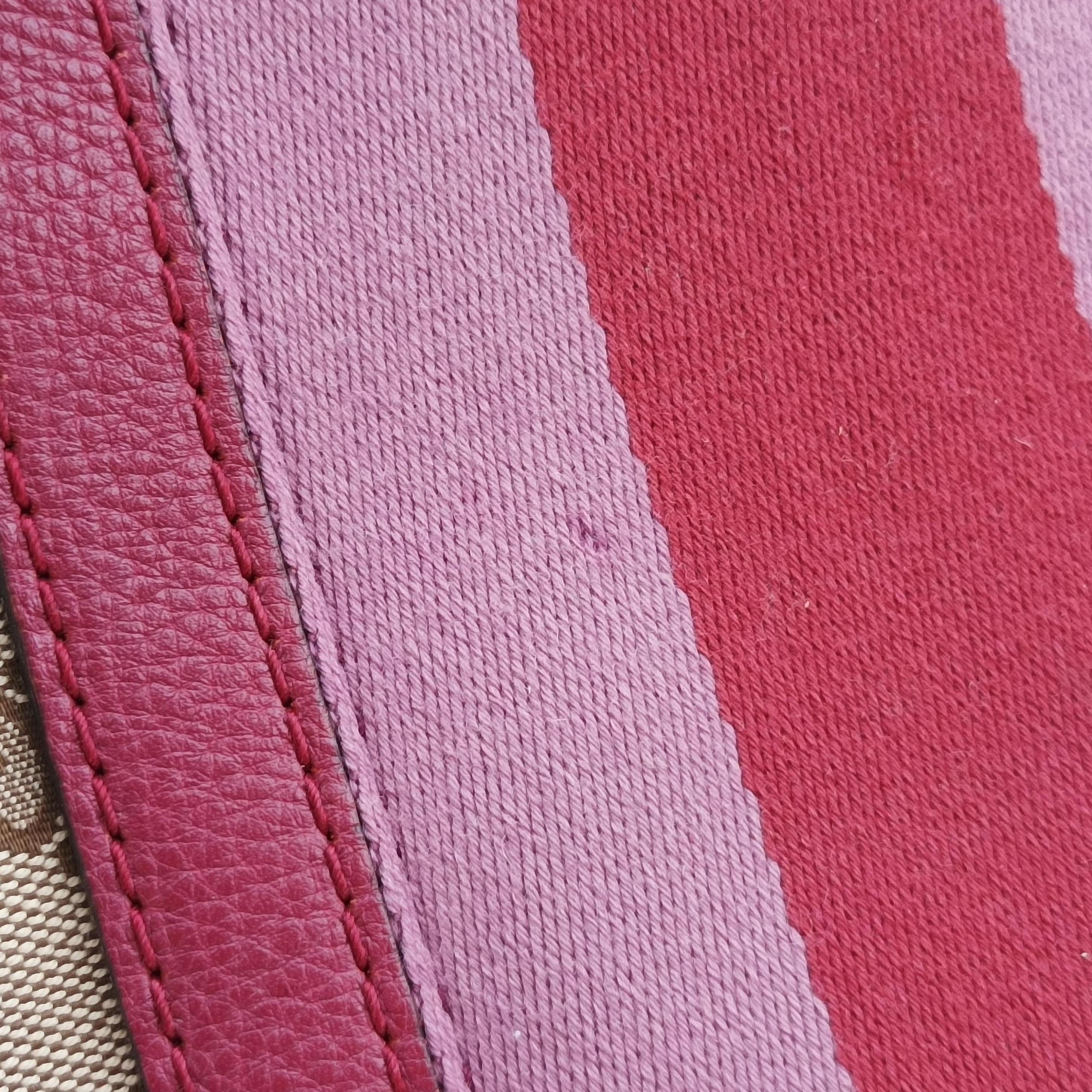 Pre-owned Gucci Sherry Line Beige x Red x Pink canvas×leather 247205 shoulderbag | stylenewstar