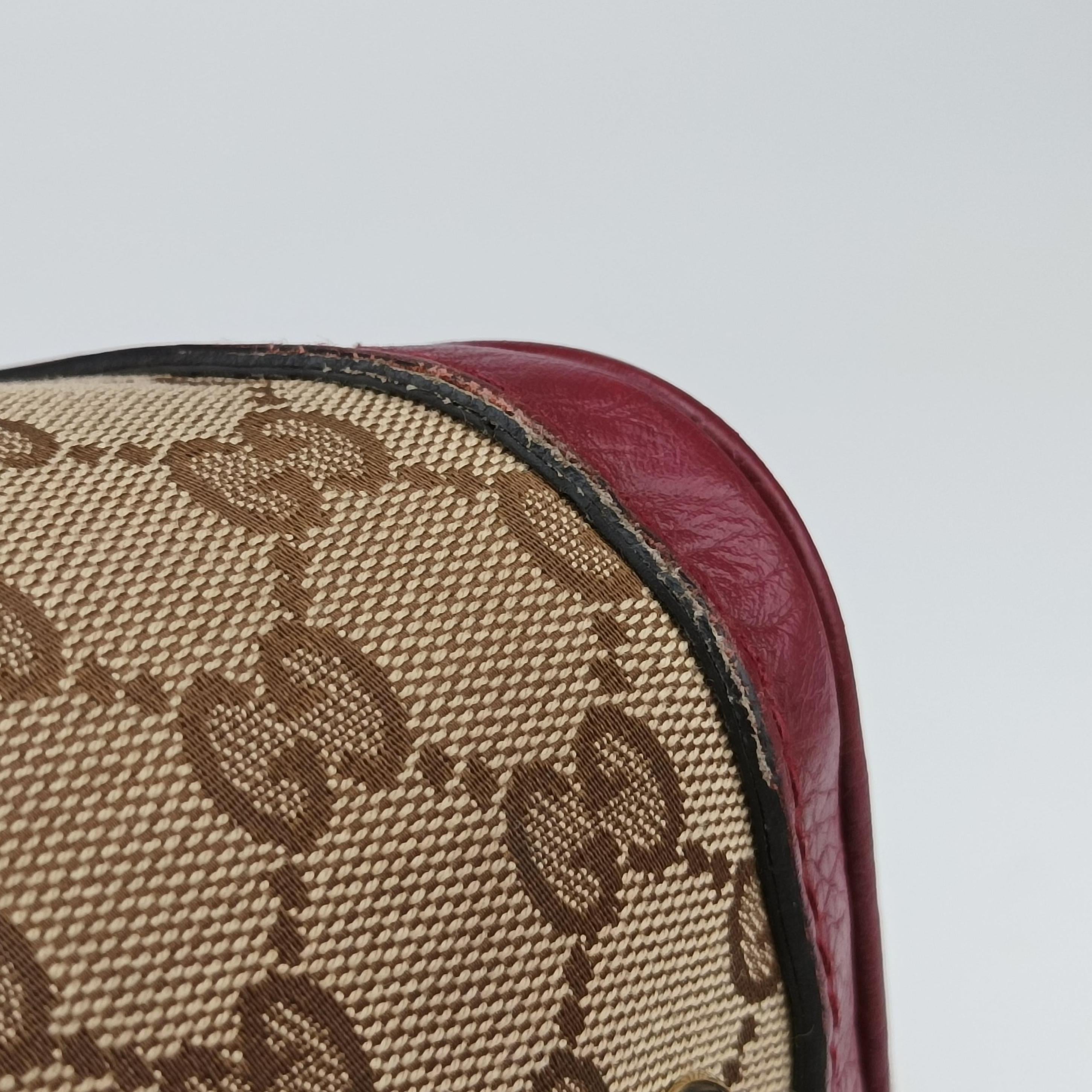 Pre-owned Gucci Sherry Line Beige x Red x Pink canvas×leather 247205 shoulderbag | stylenewstar