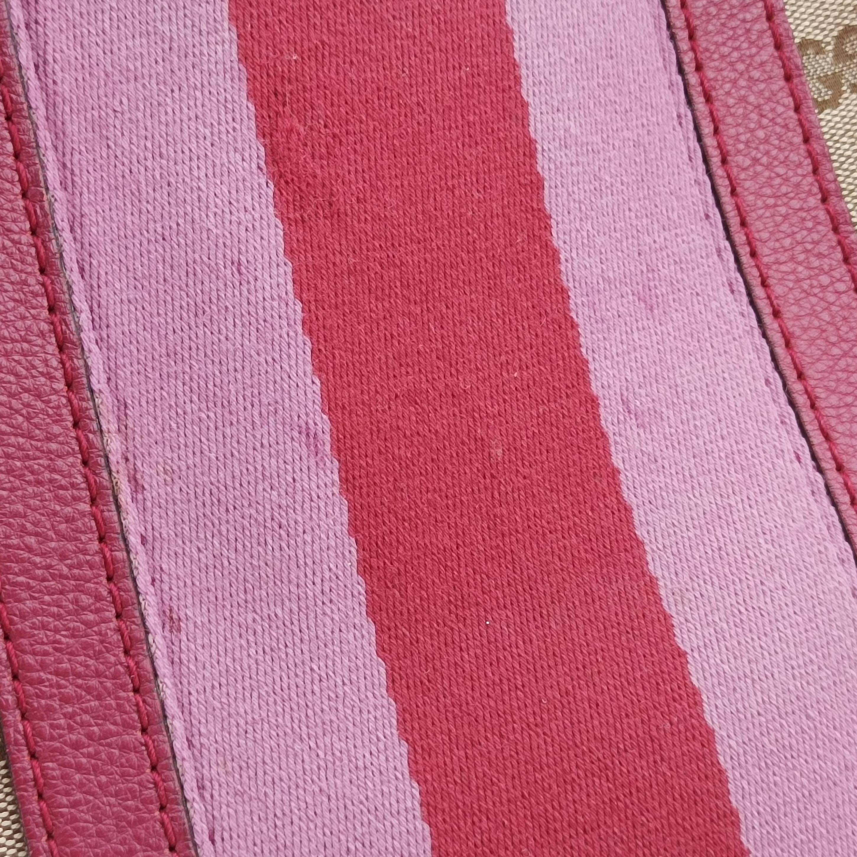 Pre-owned Gucci Sherry Line Beige x Red x Pink canvas×leather 247205 shoulderbag | stylenewstar