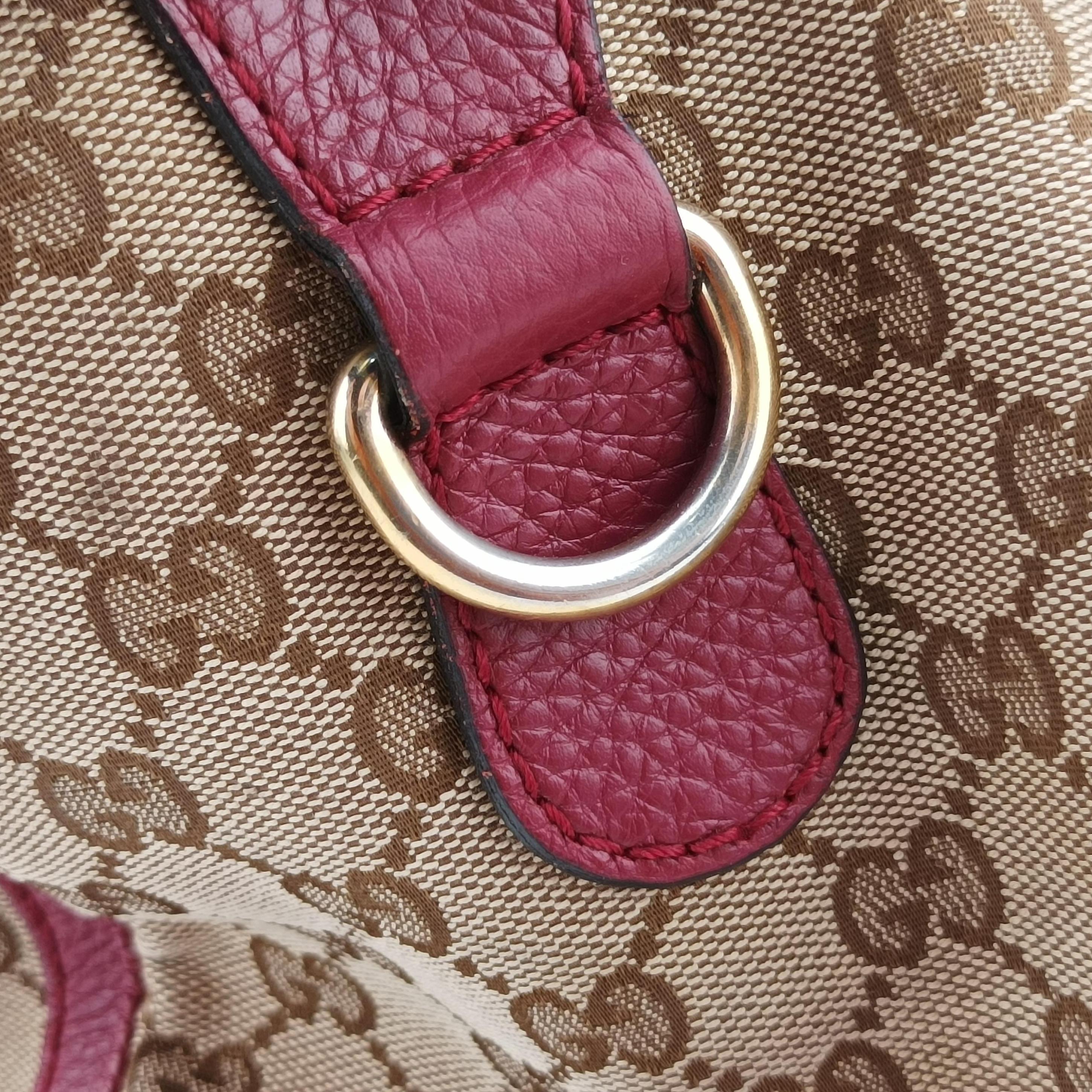 Pre-owned Gucci Sherry Line Beige x Red x Pink canvas×leather 247205 shoulderbag | stylenewstar