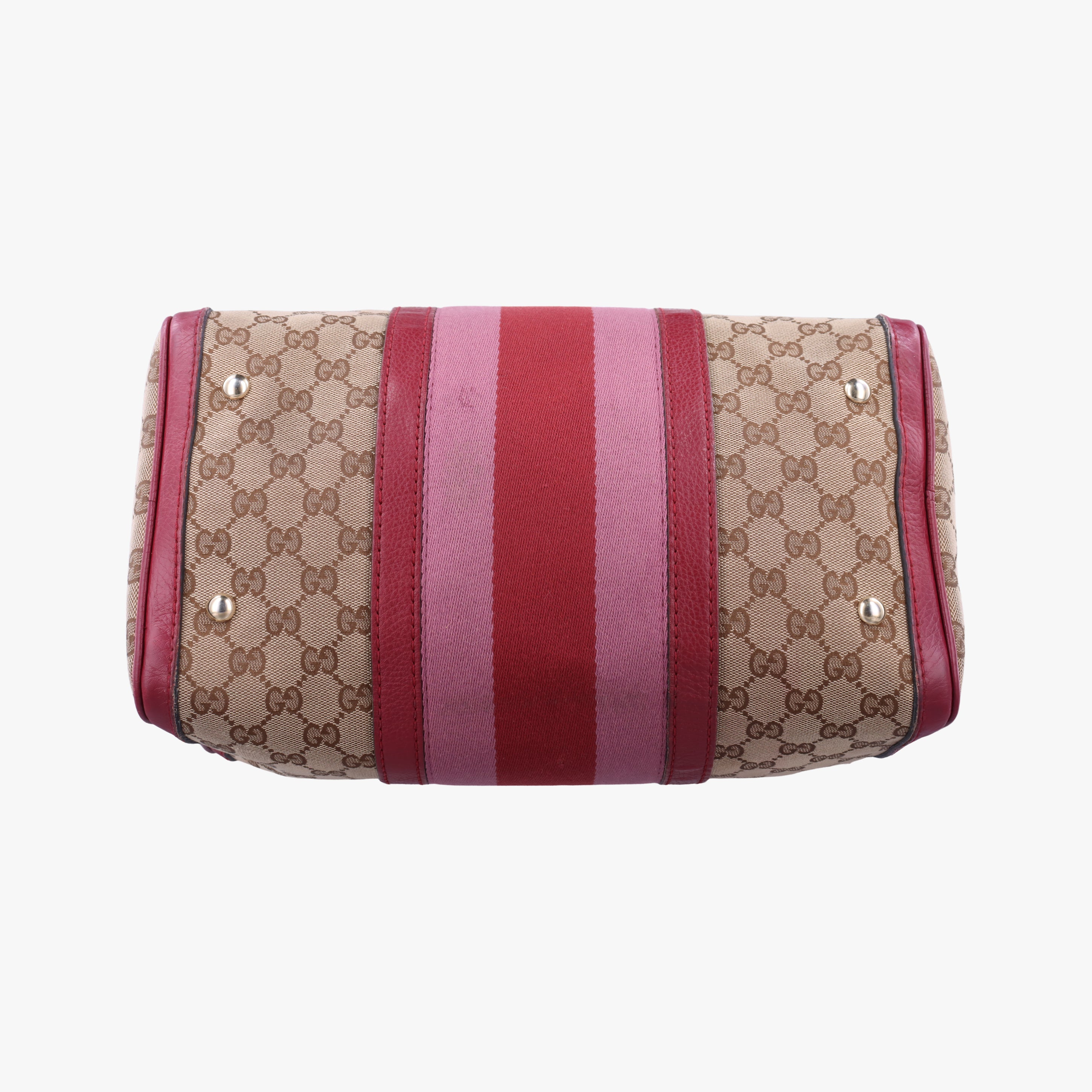 Pre-owned Gucci Sherry Line Beige x Red x Pink canvas×leather 247205 shoulderbag | stylenewstar