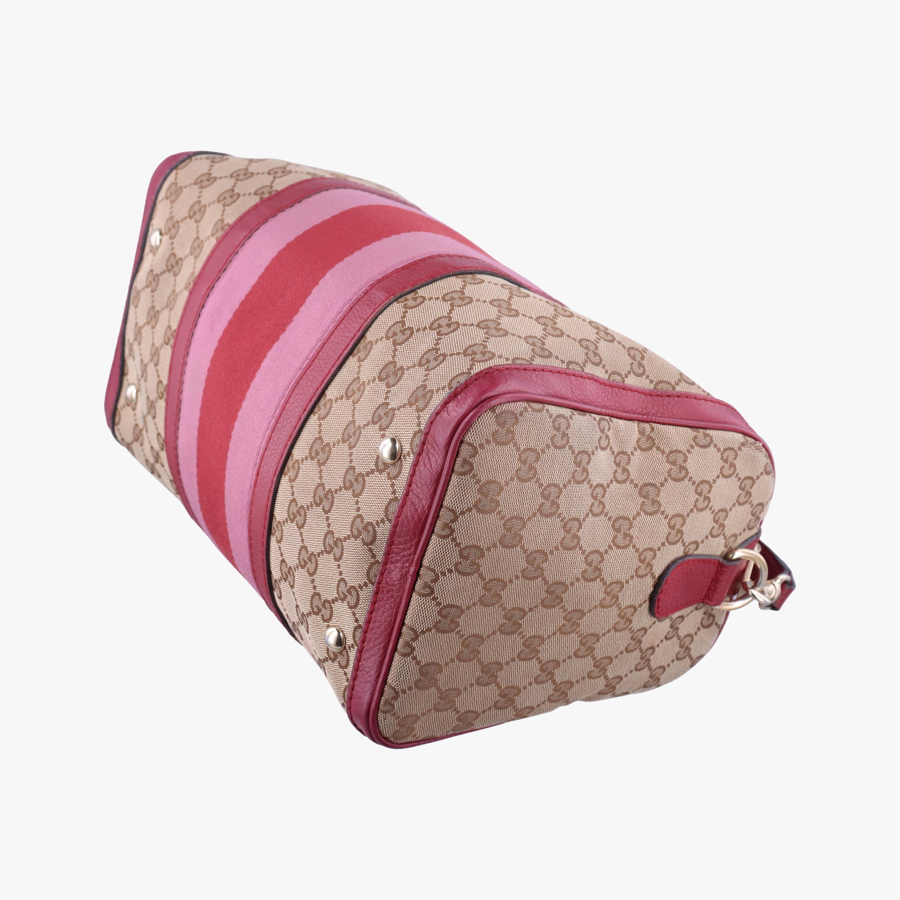Pre-owned Gucci Sherry Line Beige x Red x Pink canvas×leather 247205 shoulderbag | stylenewstar