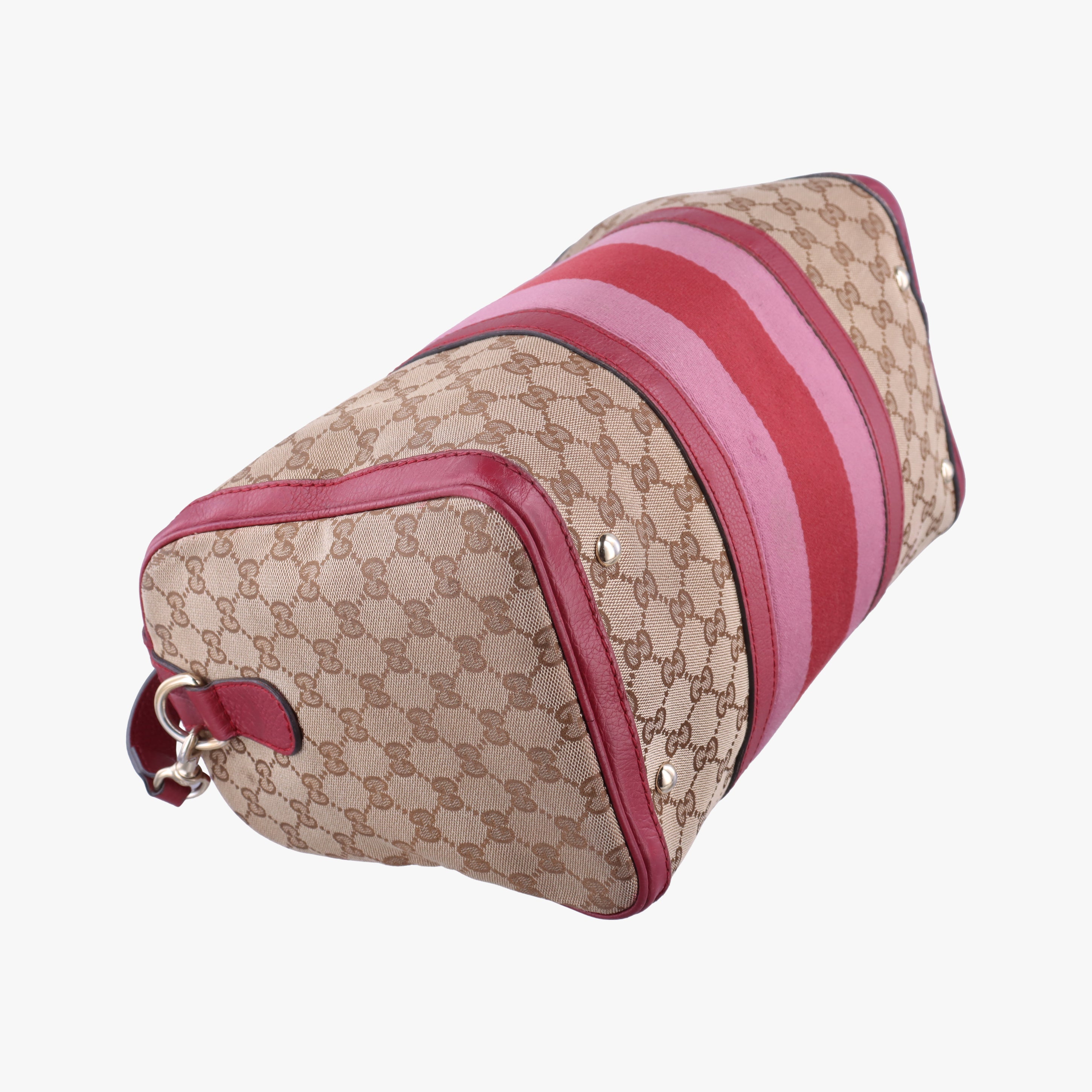 Pre-owned Gucci Sherry Line Beige x Red x Pink canvas×leather 247205 shoulderbag | stylenewstar