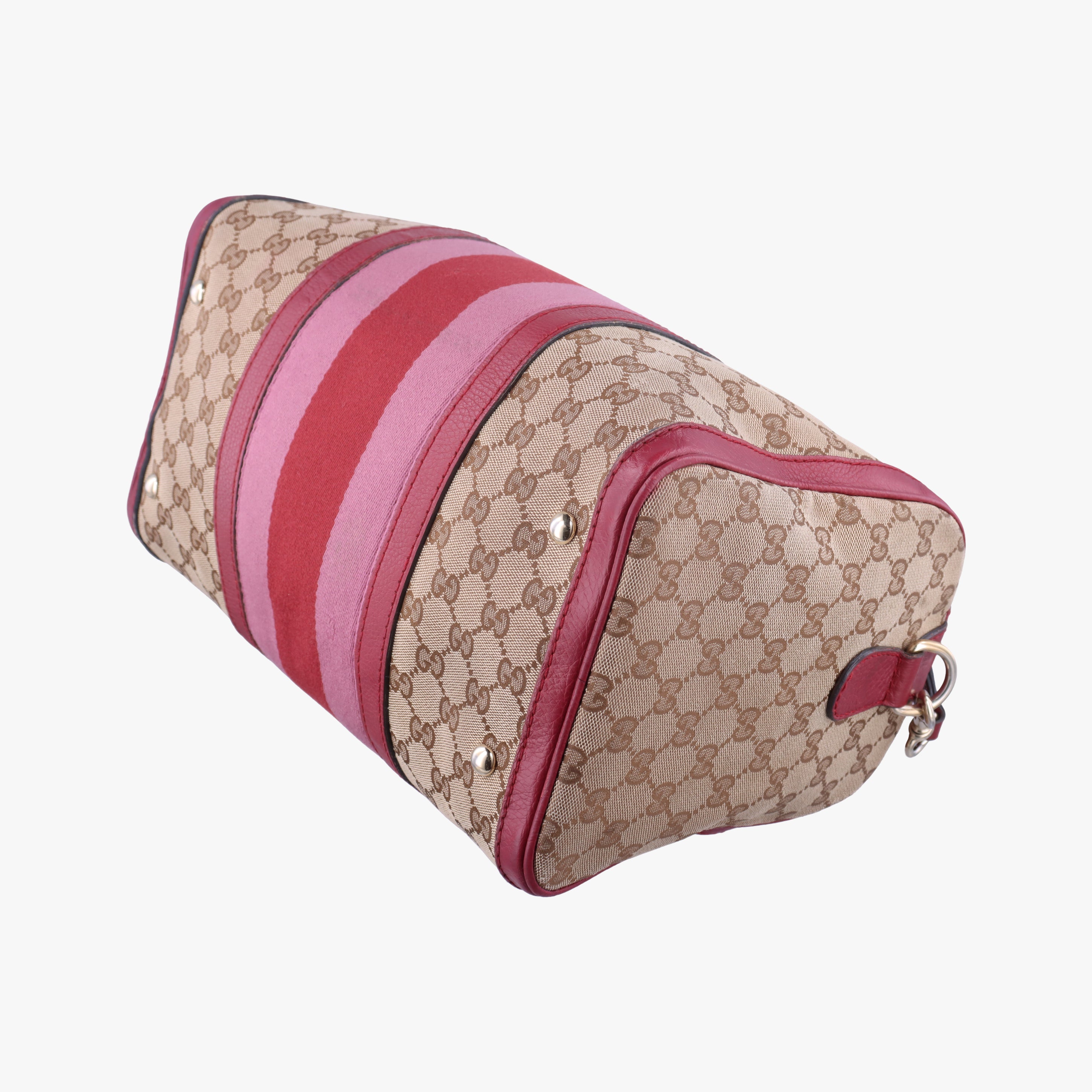 Pre-owned Gucci Sherry Line Beige x Red x Pink canvas×leather 247205 shoulderbag | stylenewstar