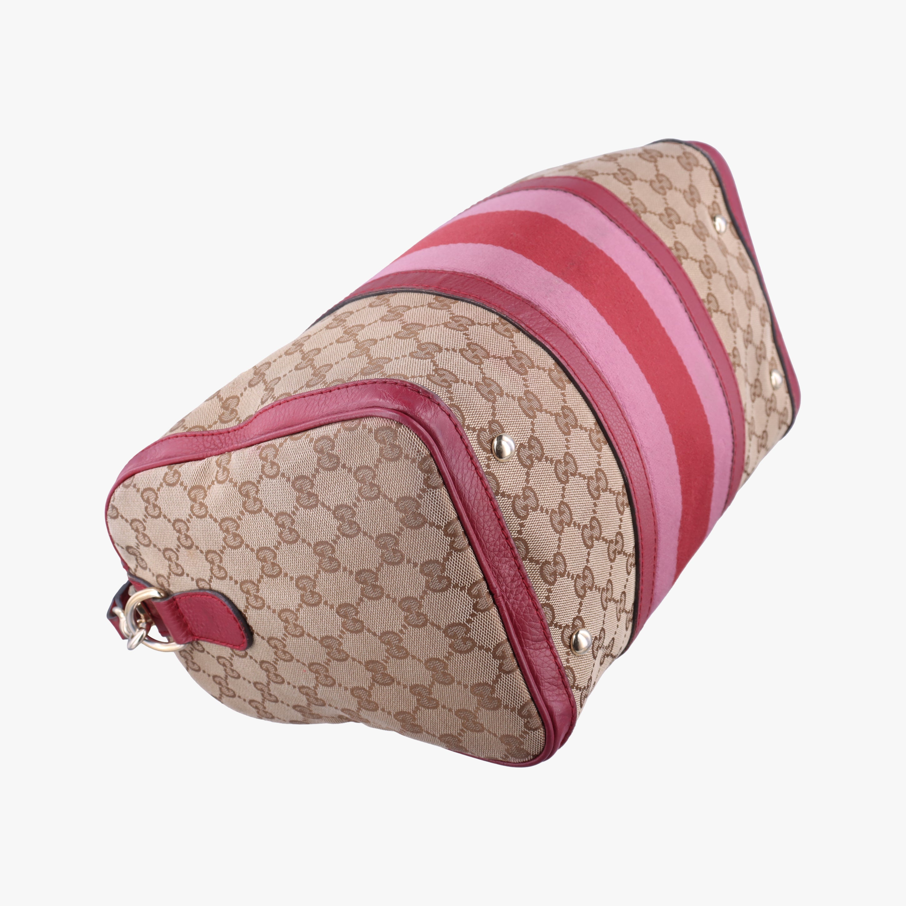 Pre-owned Gucci Sherry Line Beige x Red x Pink canvas×leather 247205 shoulderbag | stylenewstar
