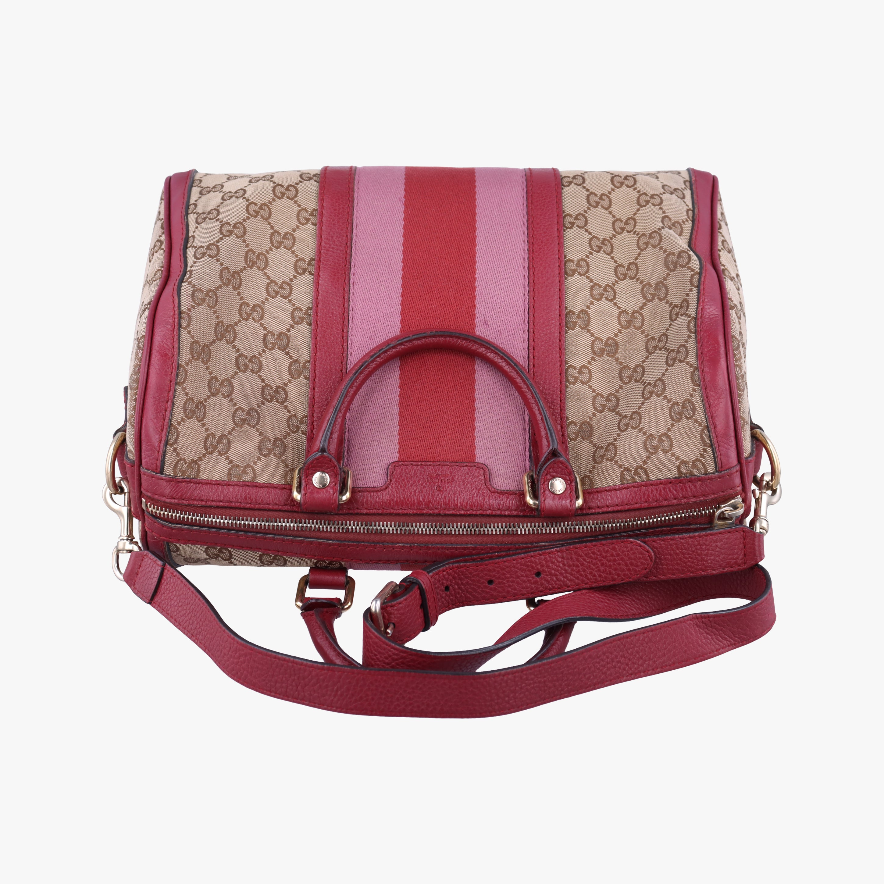 Pre-owned Gucci Sherry Line Beige x Red x Pink canvas×leather 247205 shoulderbag | stylenewstar