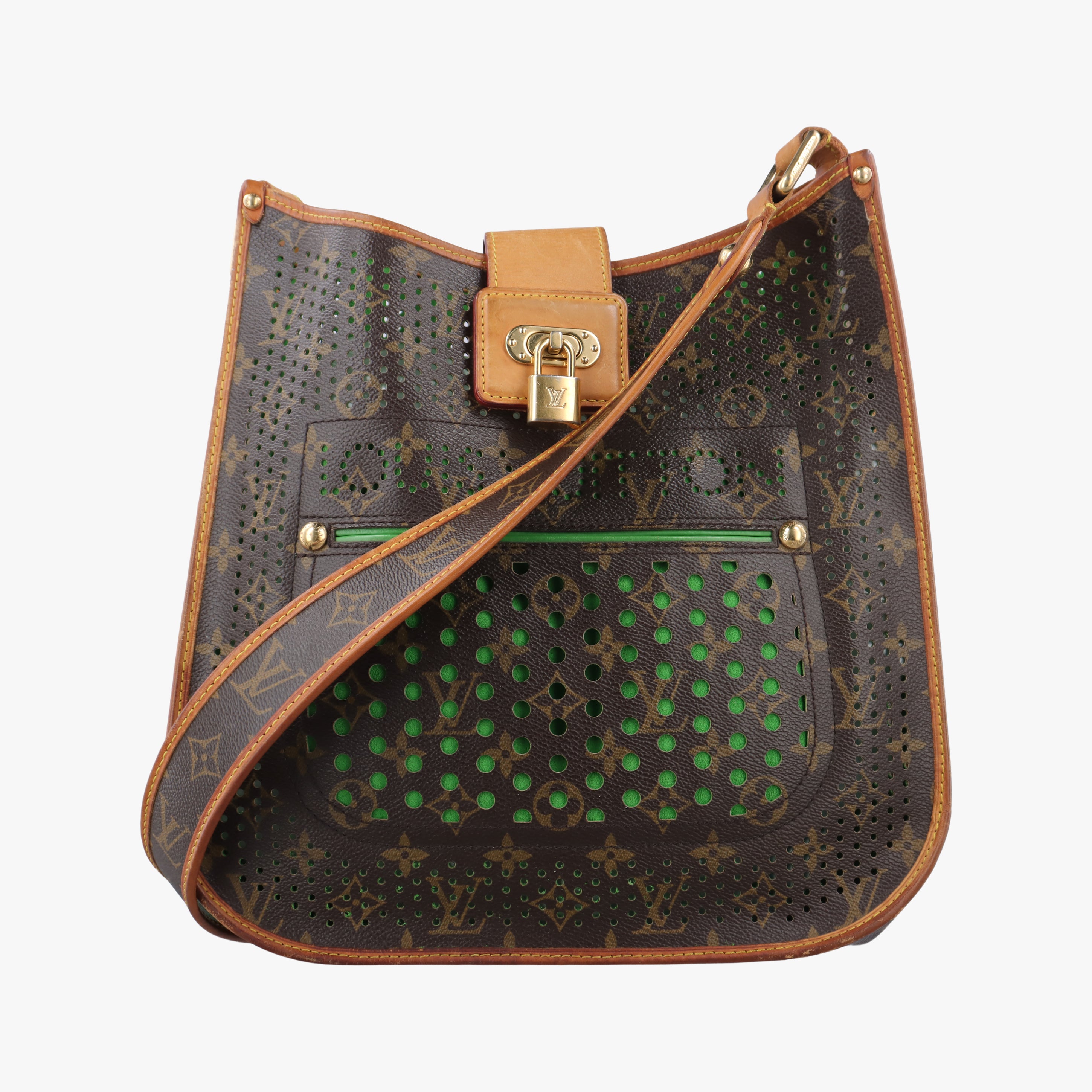 Pre-owned Louis Vuitton Musette brown×Green Monogram Perforated M95173 shoulderbag | stylenewstar