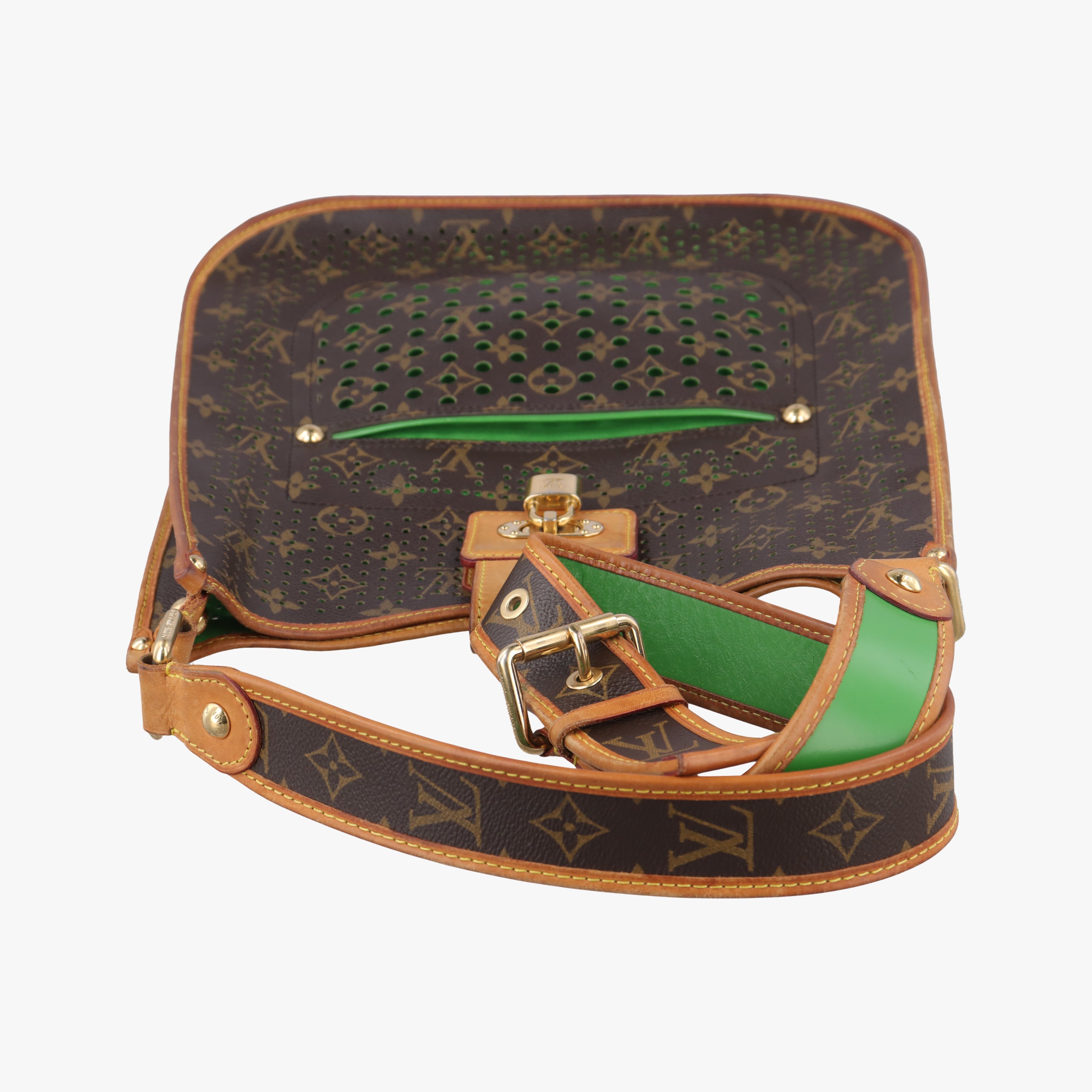 Pre-owned Louis Vuitton Musette brown×Green Monogram Perforated M95173 shoulderbag | stylenewstar