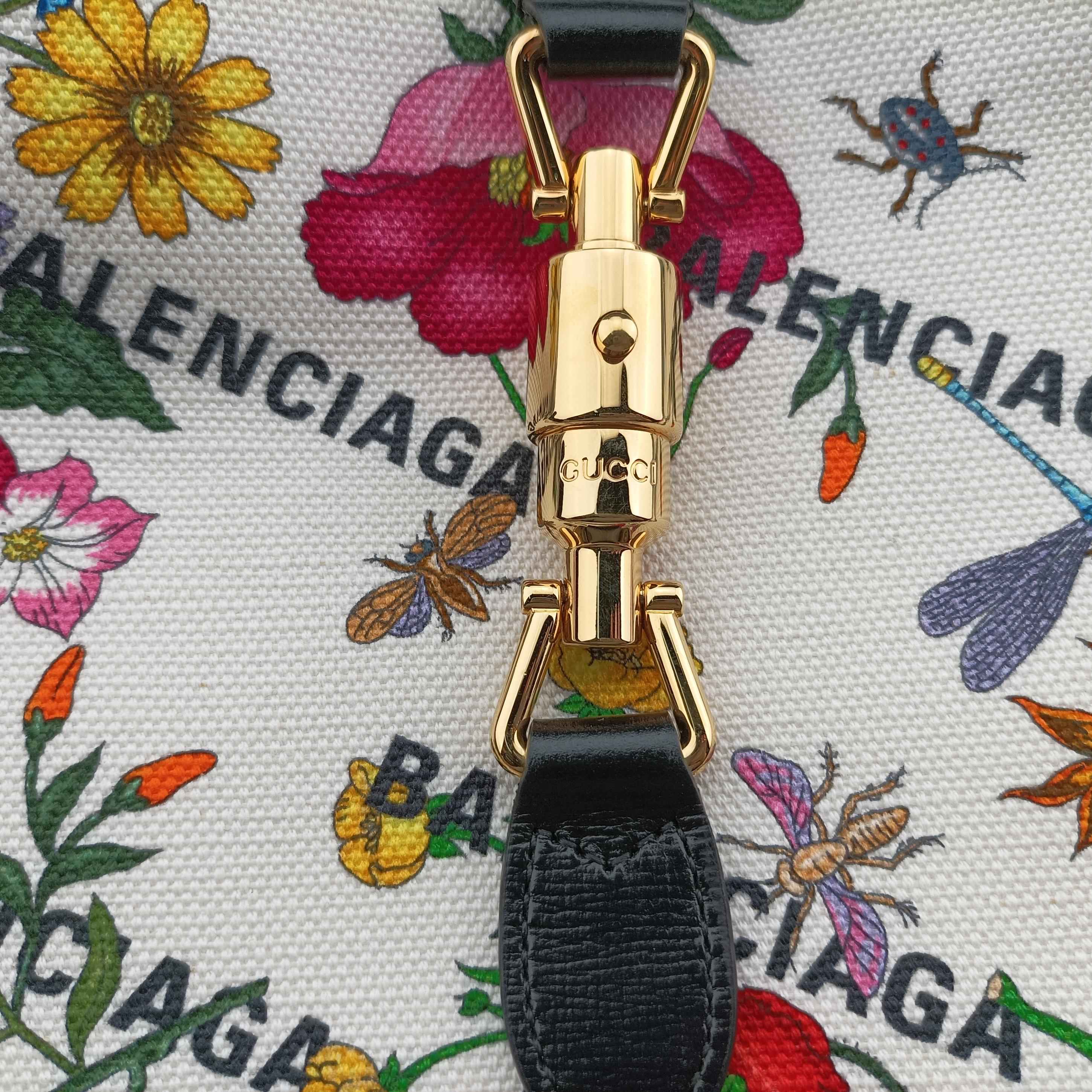Secondhand Gucci Balenciaga collaboration The Hacker Project Jackie 1961 White×Black×Multicolour canvas×leather 636706 shoulderbag | stylenewstar