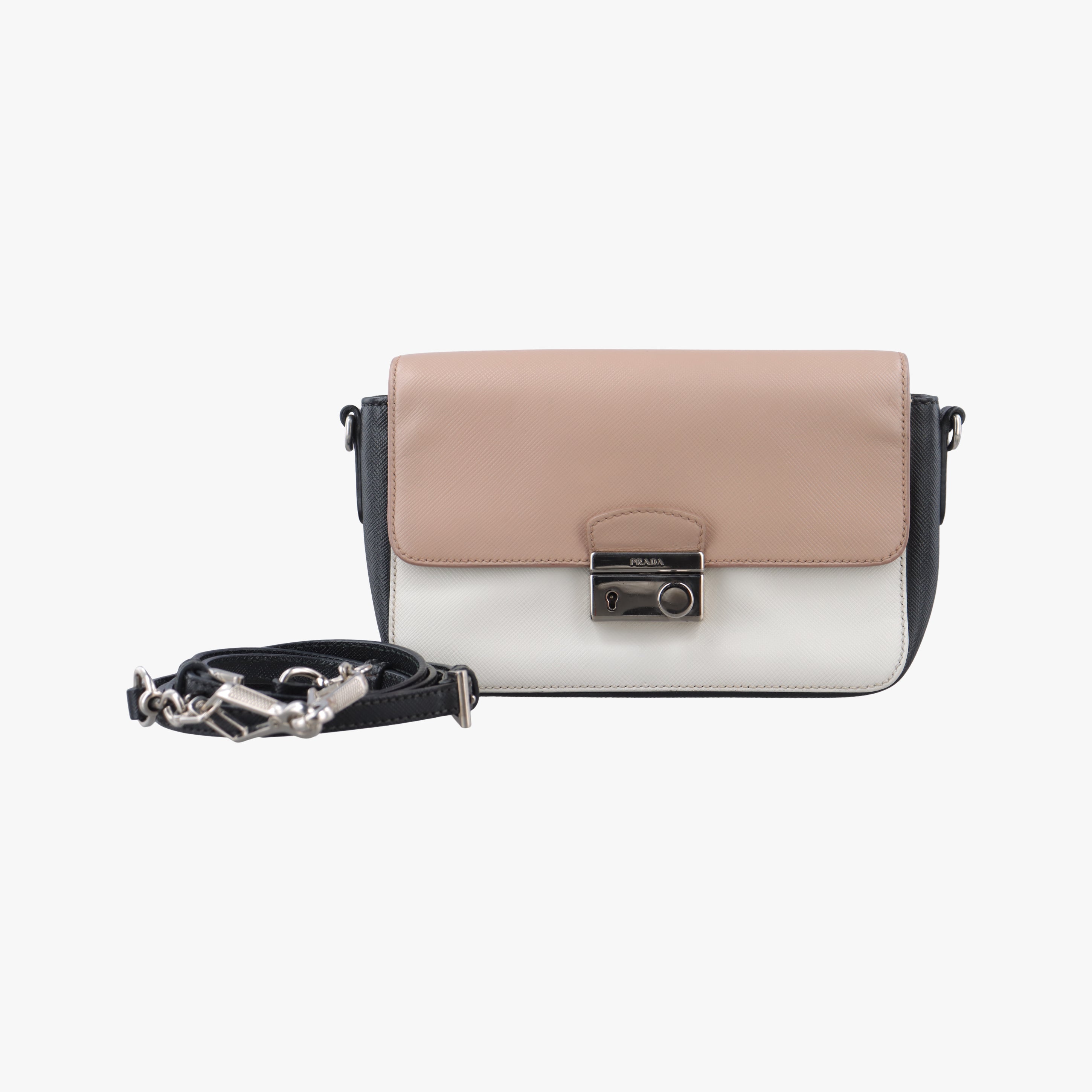 Vintage Prada Tri Color Sound White x Black x Pink SAFFIANO Leather  shoulderbag | stylenewstar