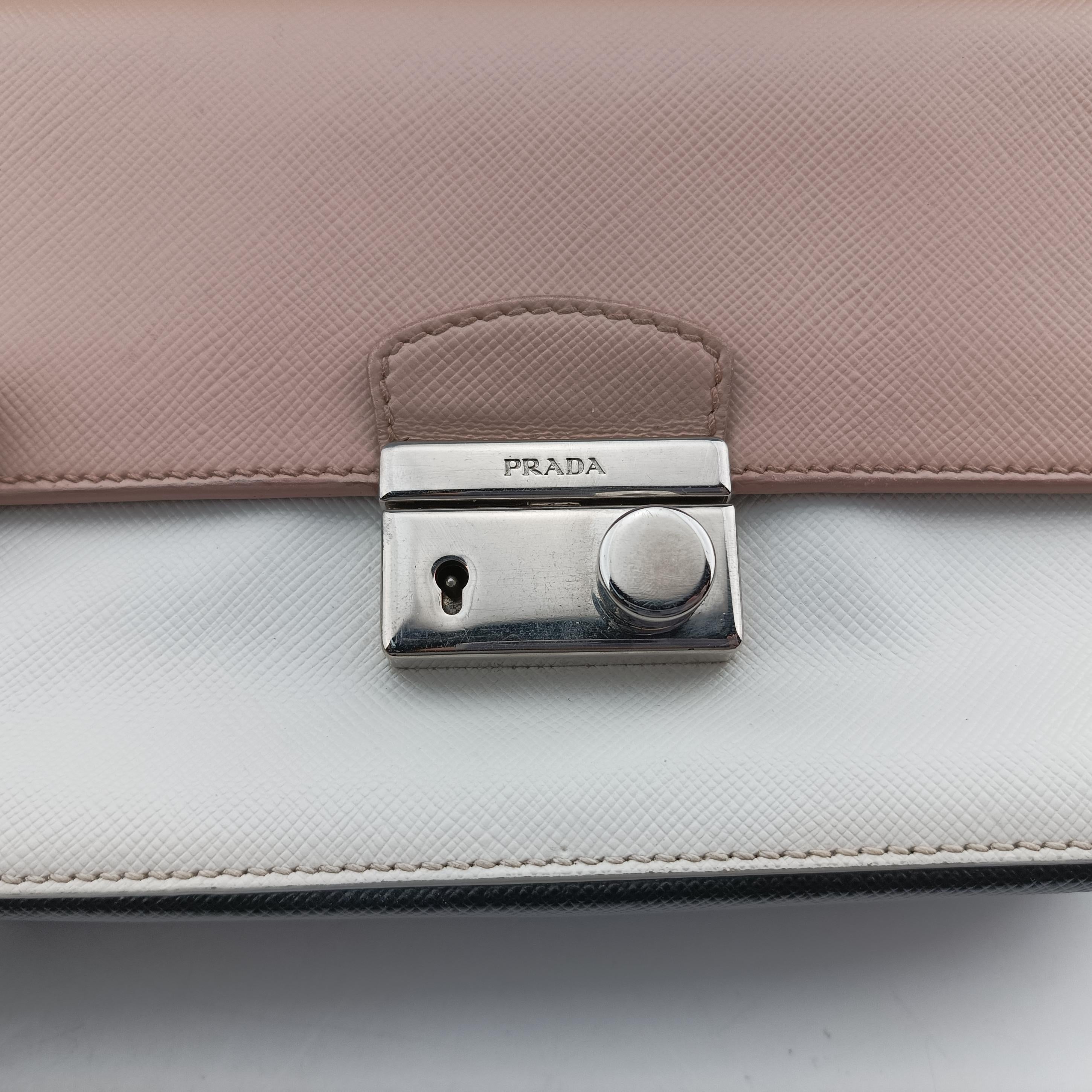 Vintage Prada Tri Color Sound White x Black x Pink SAFFIANO Leather  shoulderbag | stylenewstar