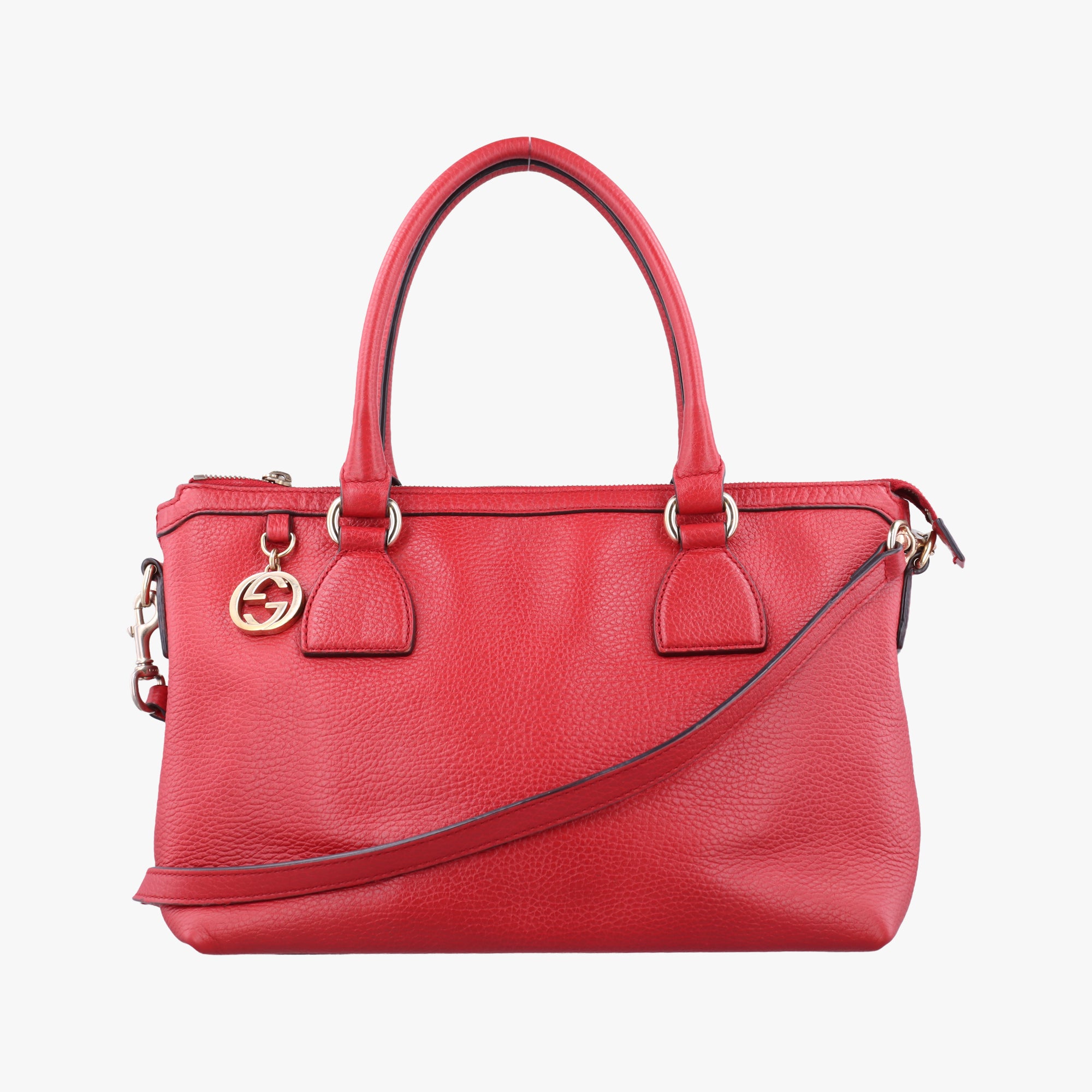 Pre-owned Gucci interlocking G Charmy Red Leather 449659 shoulderbag | stylenewstar
