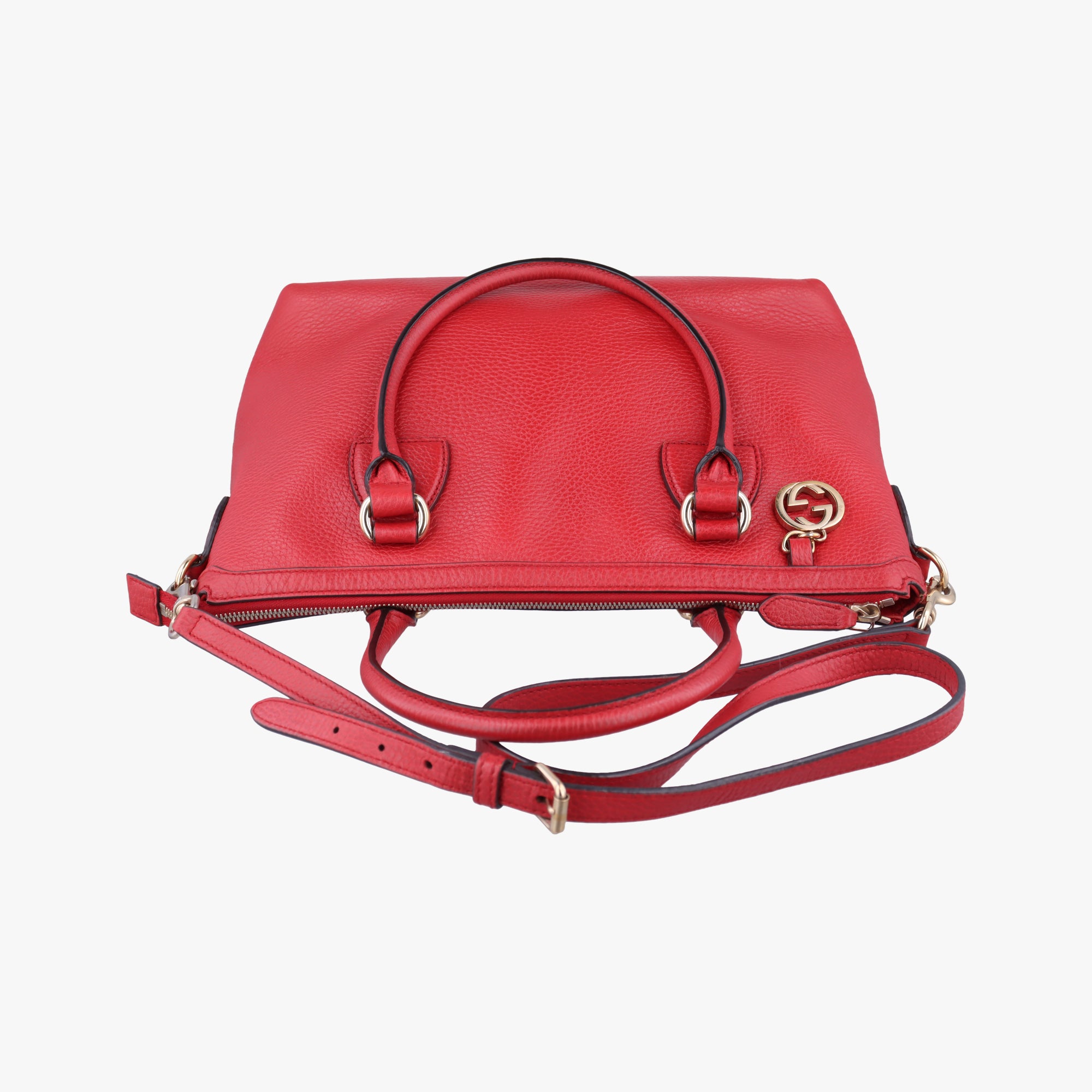 Pre-owned Gucci interlocking G Charmy Red Leather 449659 shoulderbag | stylenewstar