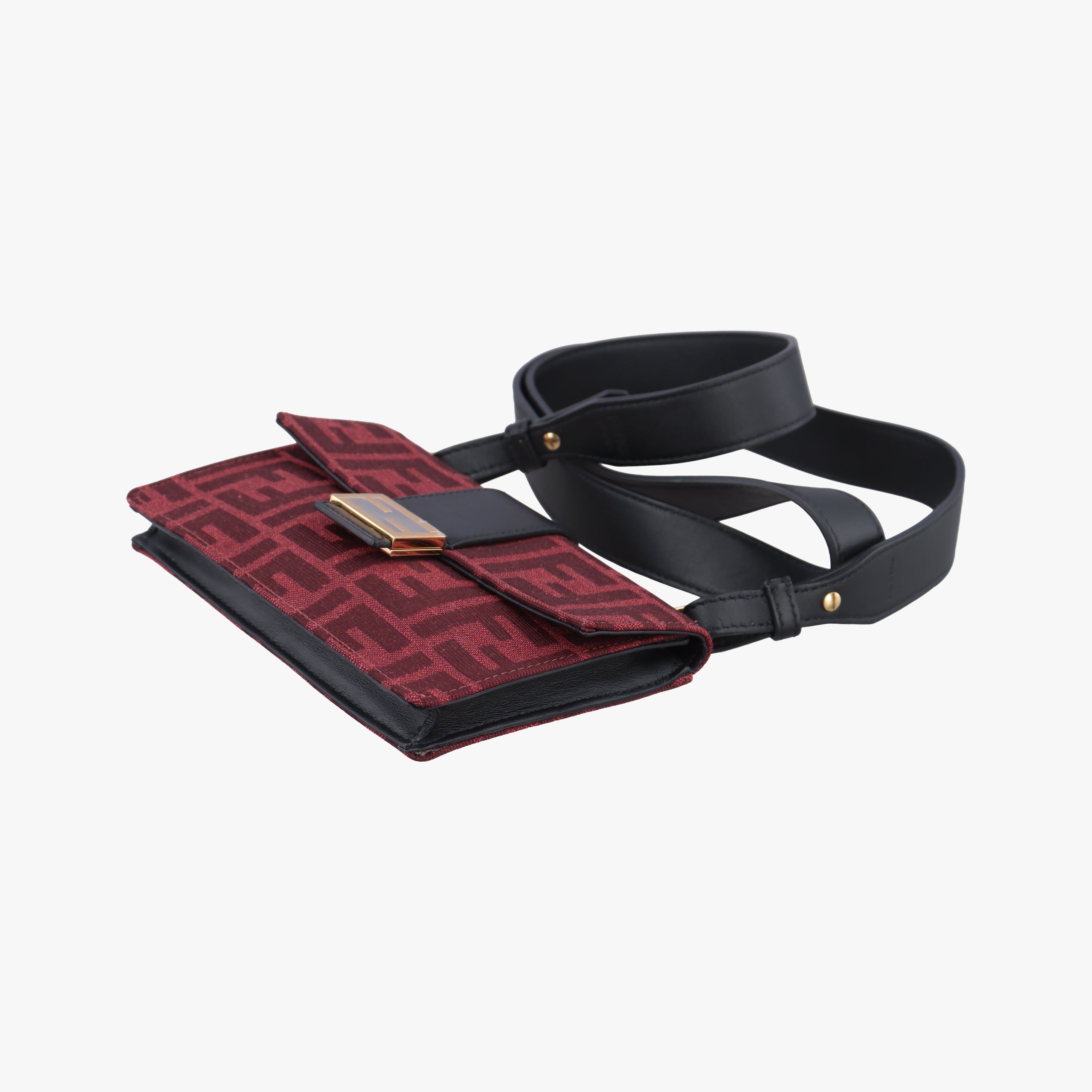 Secondhand Fendi FF Logo Baguette slim Red canvas 7M0295 shoulderbag | stylenewstar