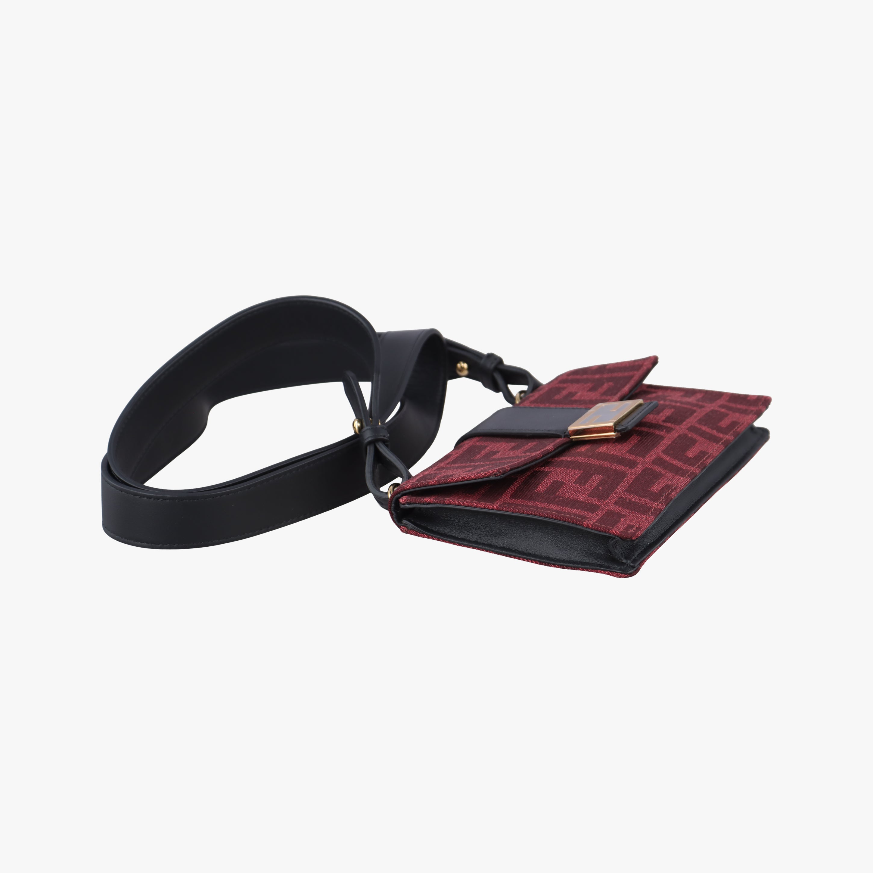 Secondhand Fendi FF Logo Baguette slim Red canvas 7M0295 shoulderbag | stylenewstar