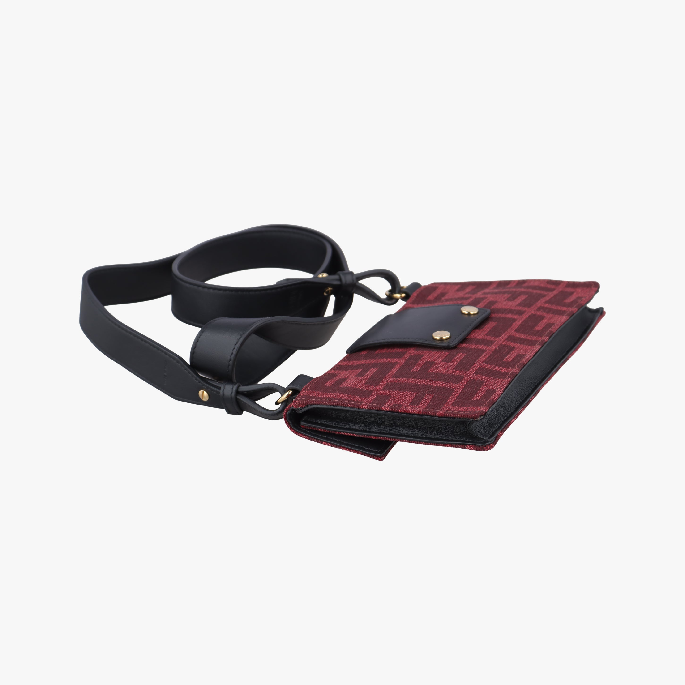 Secondhand Fendi FF Logo Baguette slim Red canvas 7M0295 shoulderbag | stylenewstar