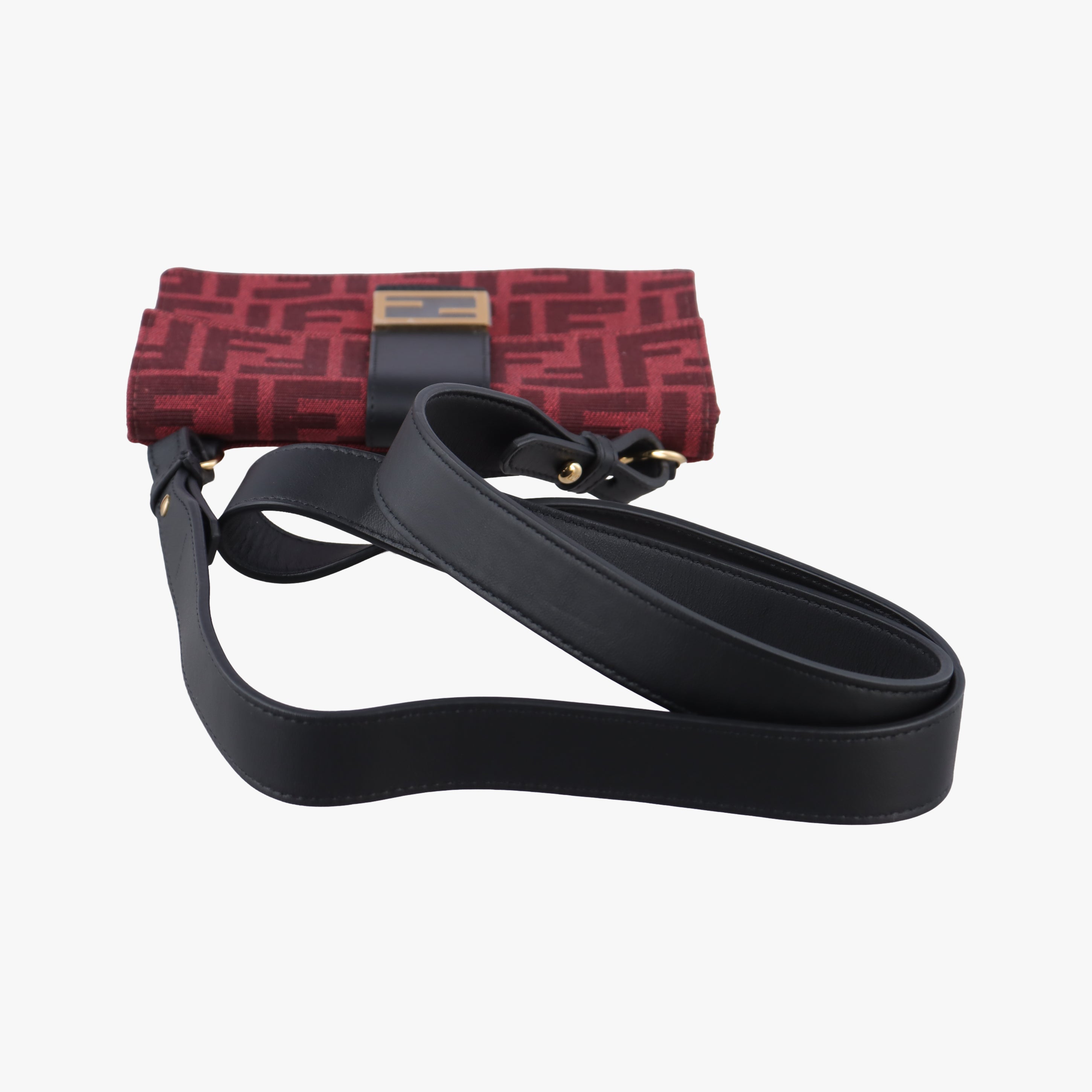 Secondhand Fendi FF Logo Baguette slim Red canvas 7M0295 shoulderbag | stylenewstar