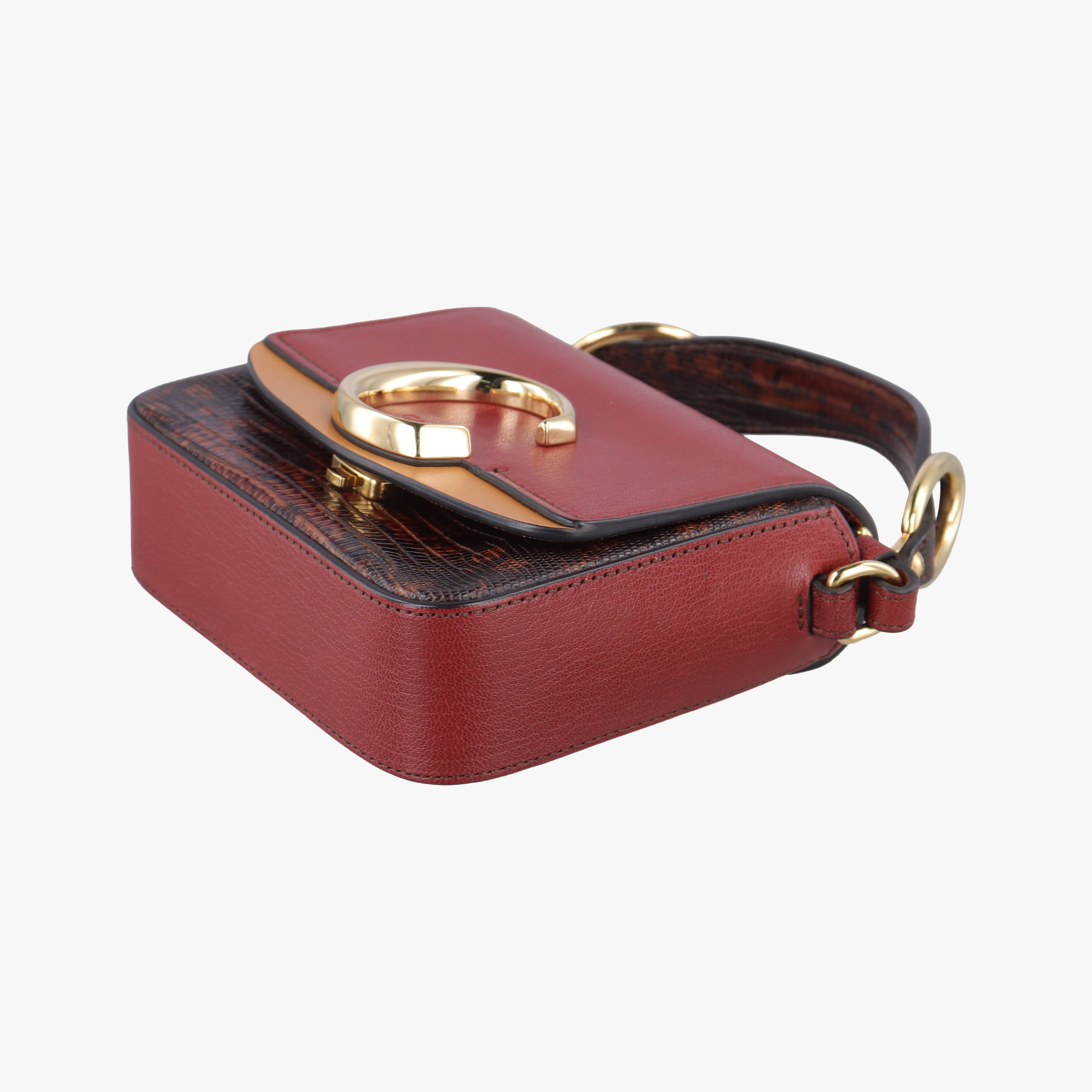 Pre-owned Chloe Chloe C Red x Black x Orange Leather  shoulderbag | stylenewstar