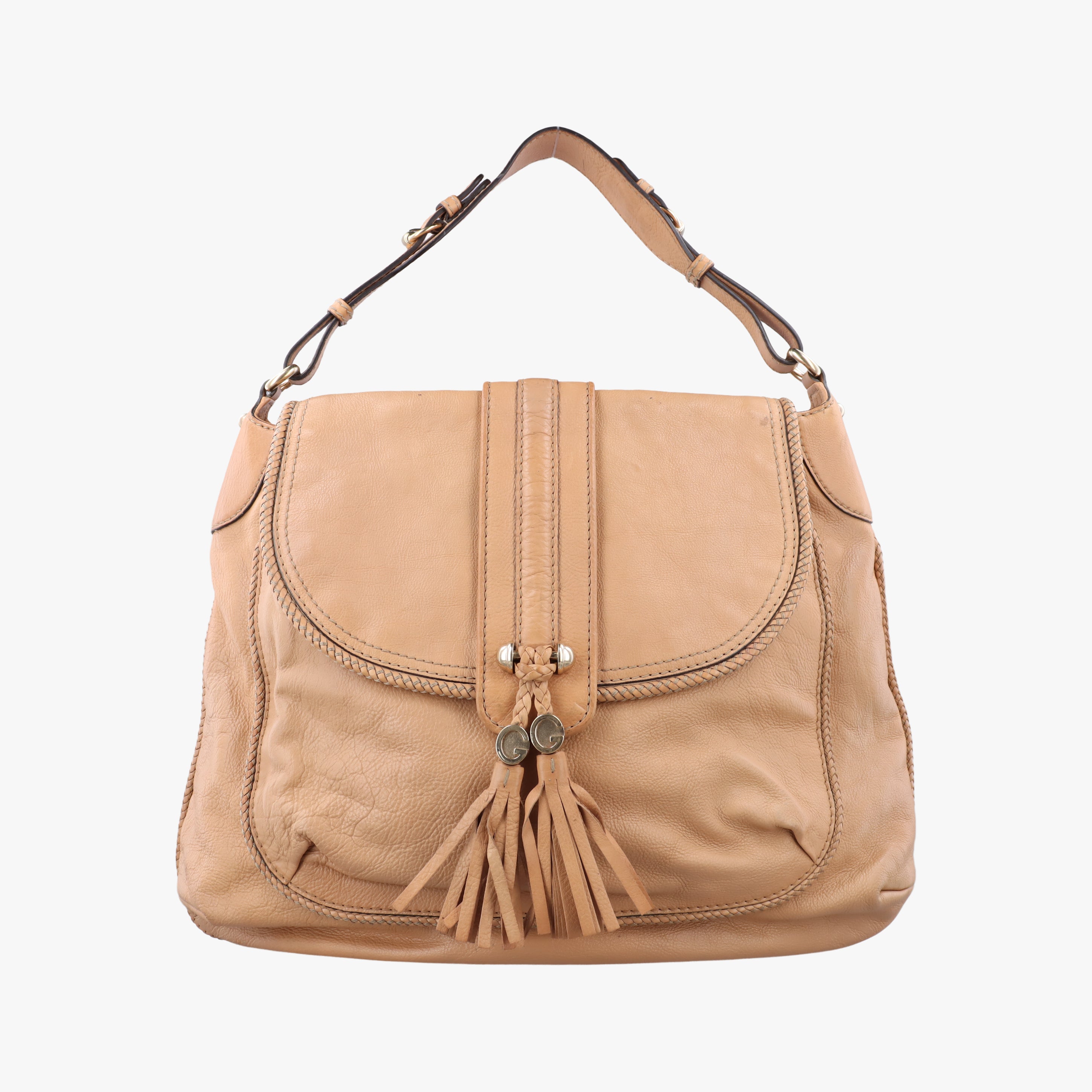 Pre-owned Gucci Marrakech beige Leather 257021 shoulderbag | stylenewstar