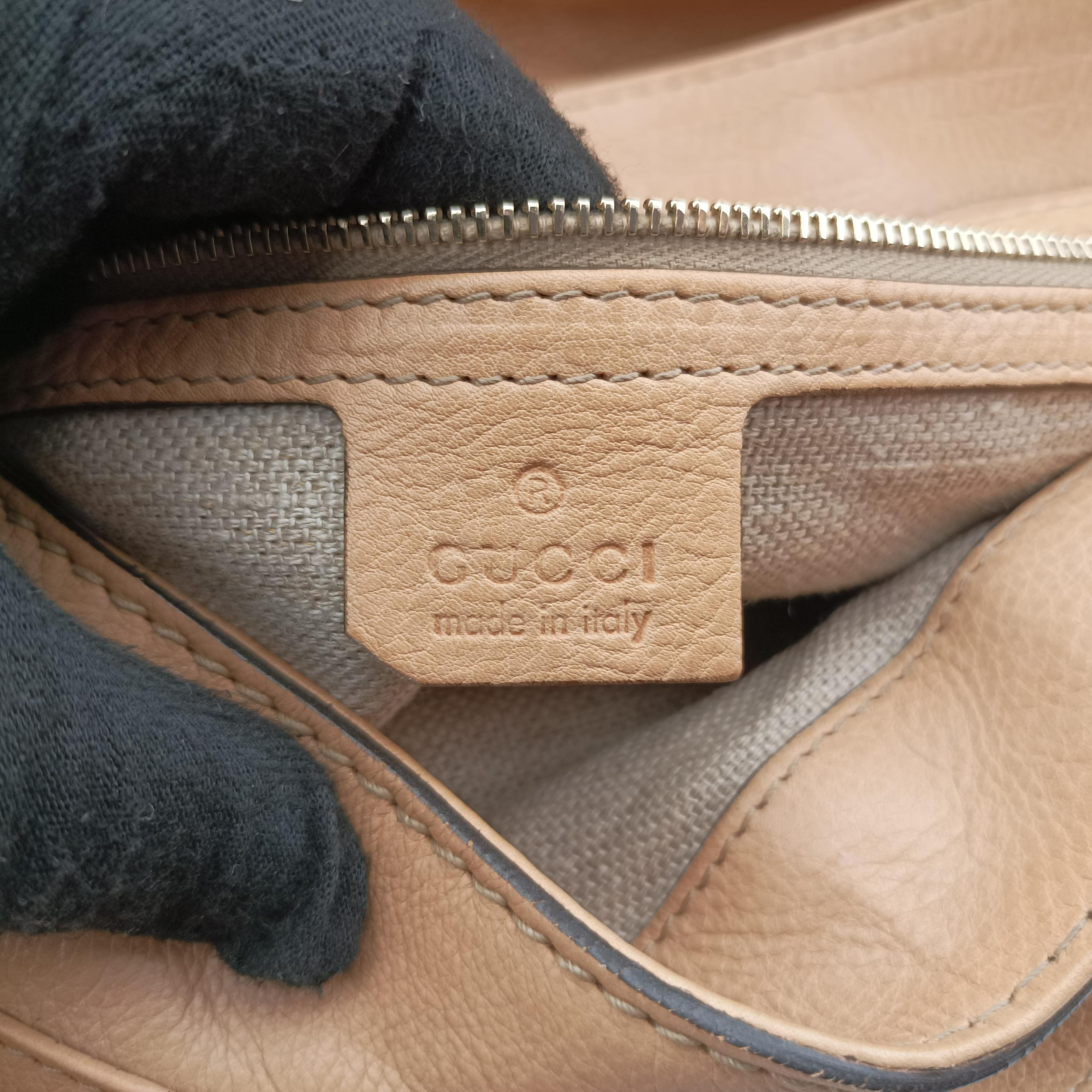 Pre-owned Gucci Marrakech beige Leather 257021 shoulderbag | stylenewstar
