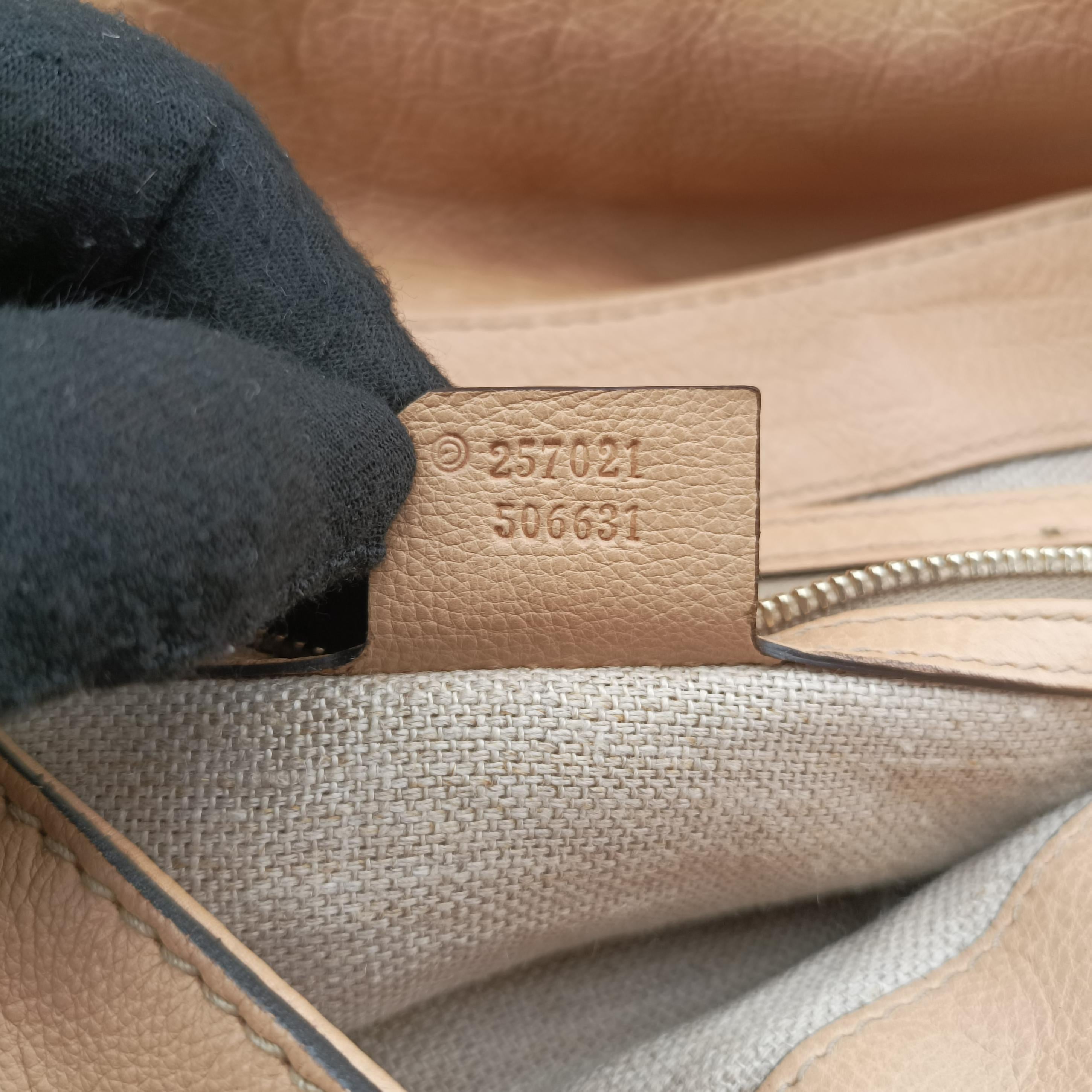 Pre-owned Gucci Marrakech beige Leather 257021 shoulderbag | stylenewstar