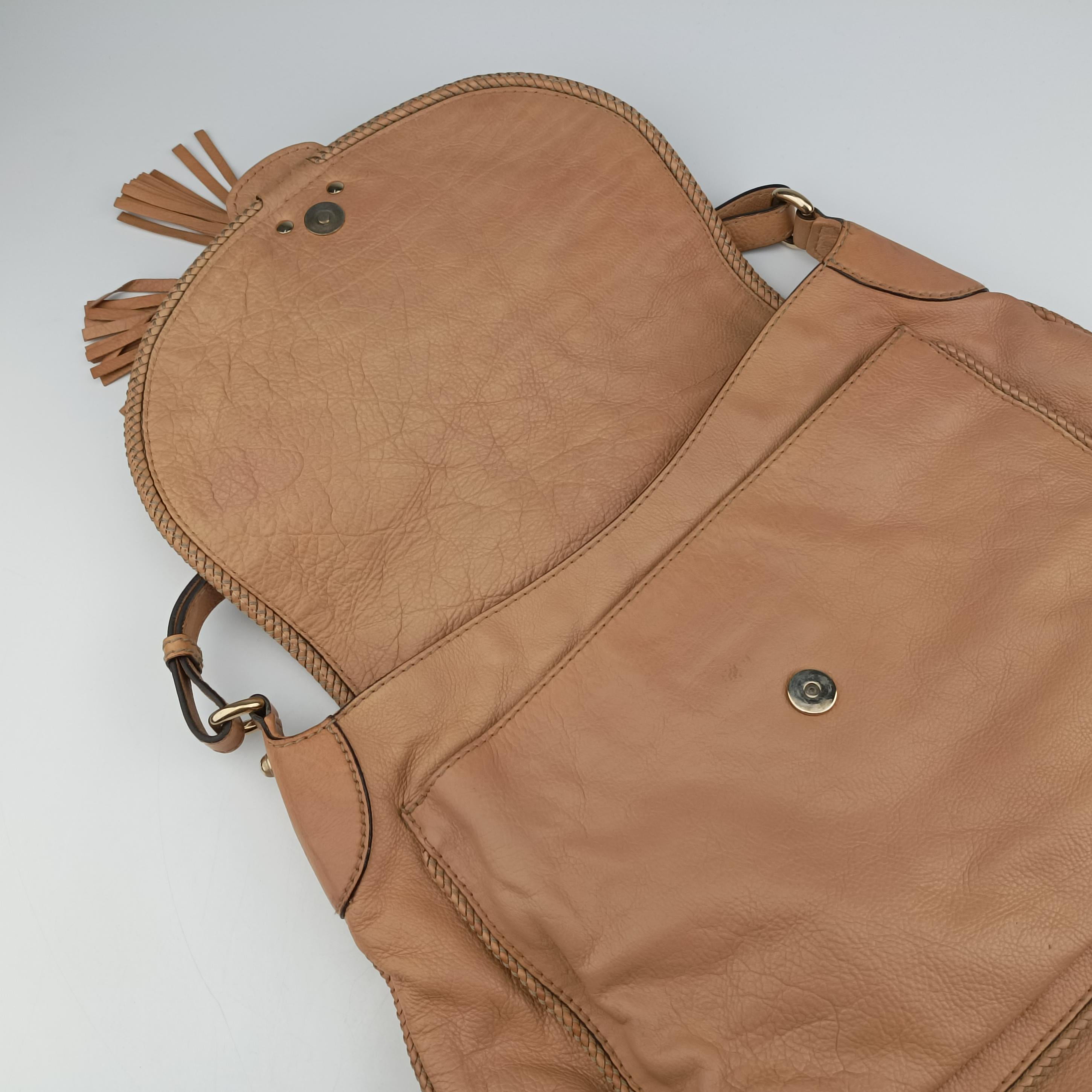 Pre-owned Gucci Marrakech beige Leather 257021 shoulderbag | stylenewstar