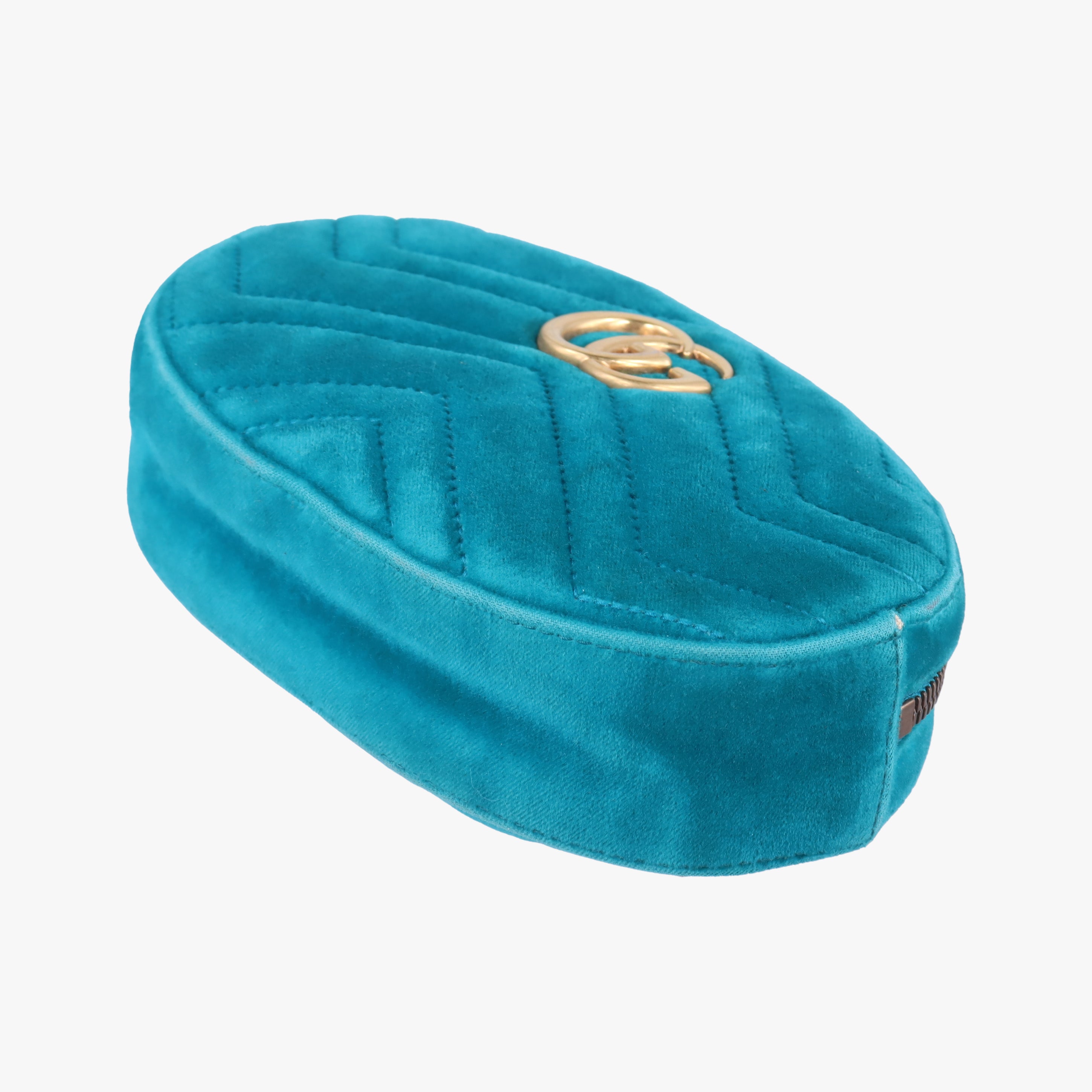 Pre-owned Gucci GG Marmont Blue velour 476434 bum bag/waist bag | stylenewstar