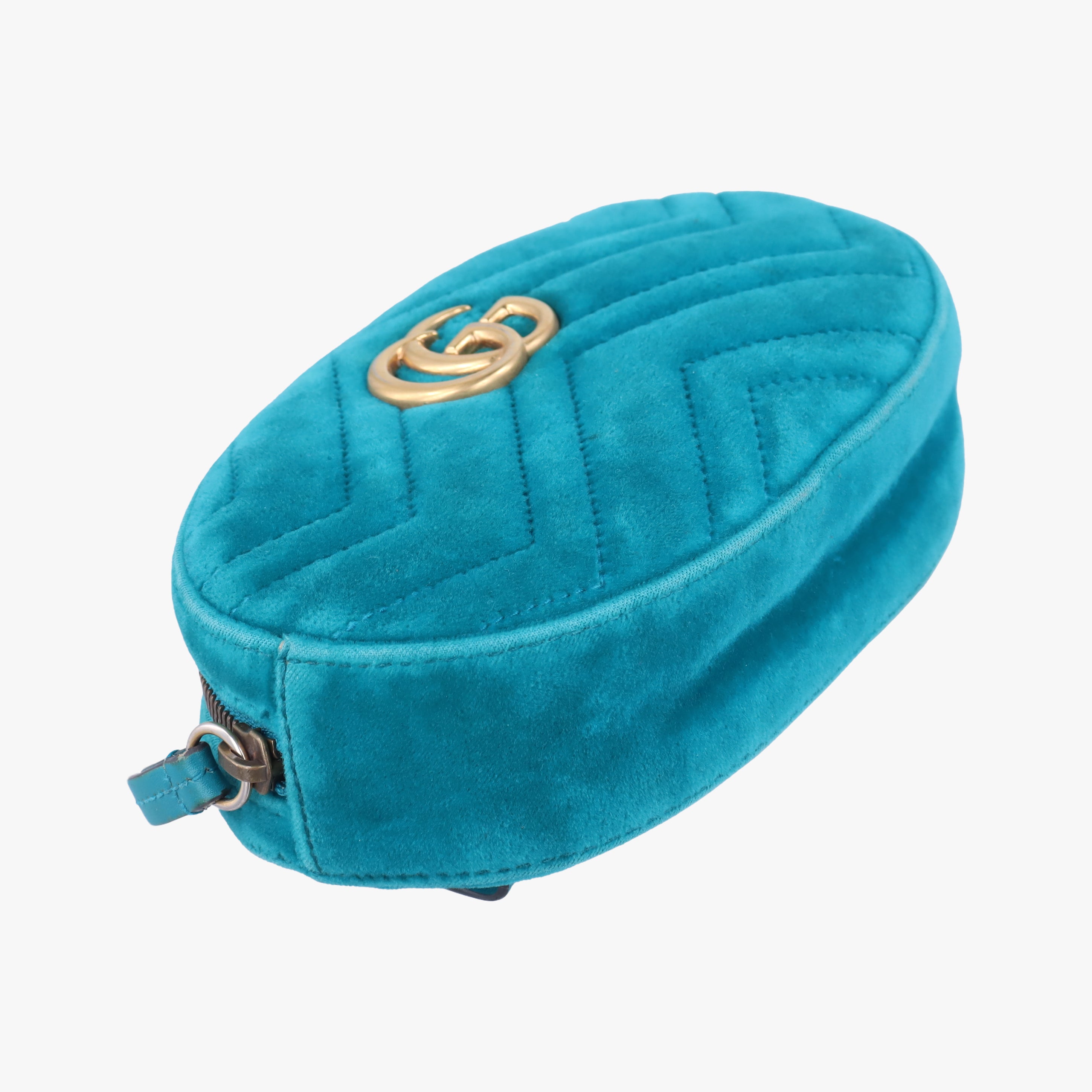 Pre-owned Gucci GG Marmont Blue velour 476434 bum bag/waist bag | stylenewstar