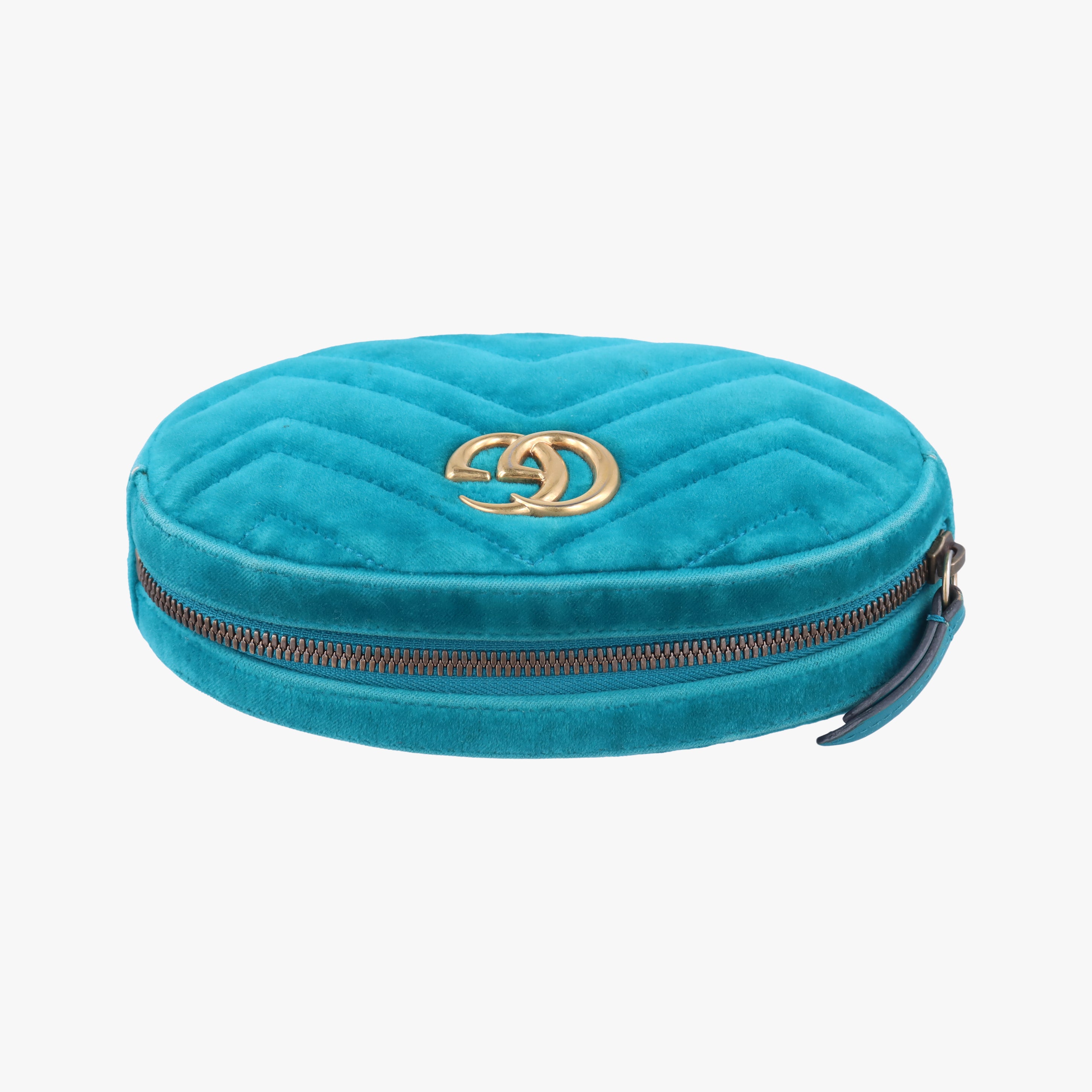 Pre-owned Gucci GG Marmont Blue velour 476434 bum bag/waist bag | stylenewstar