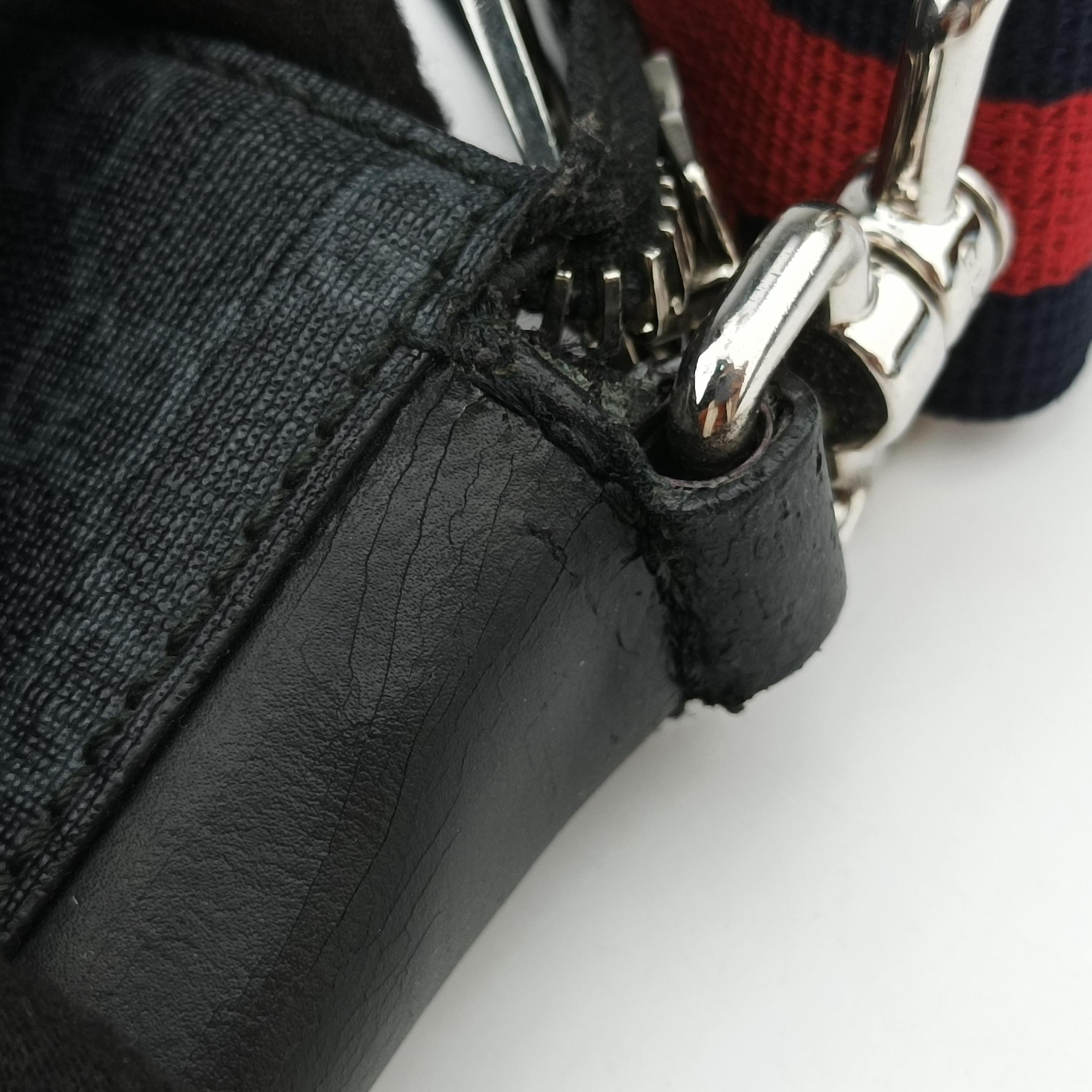 Pre-owned Gucci GG Supreme Messenger Black PVC coated canvas 474137 shoulderbag | stylenewstar