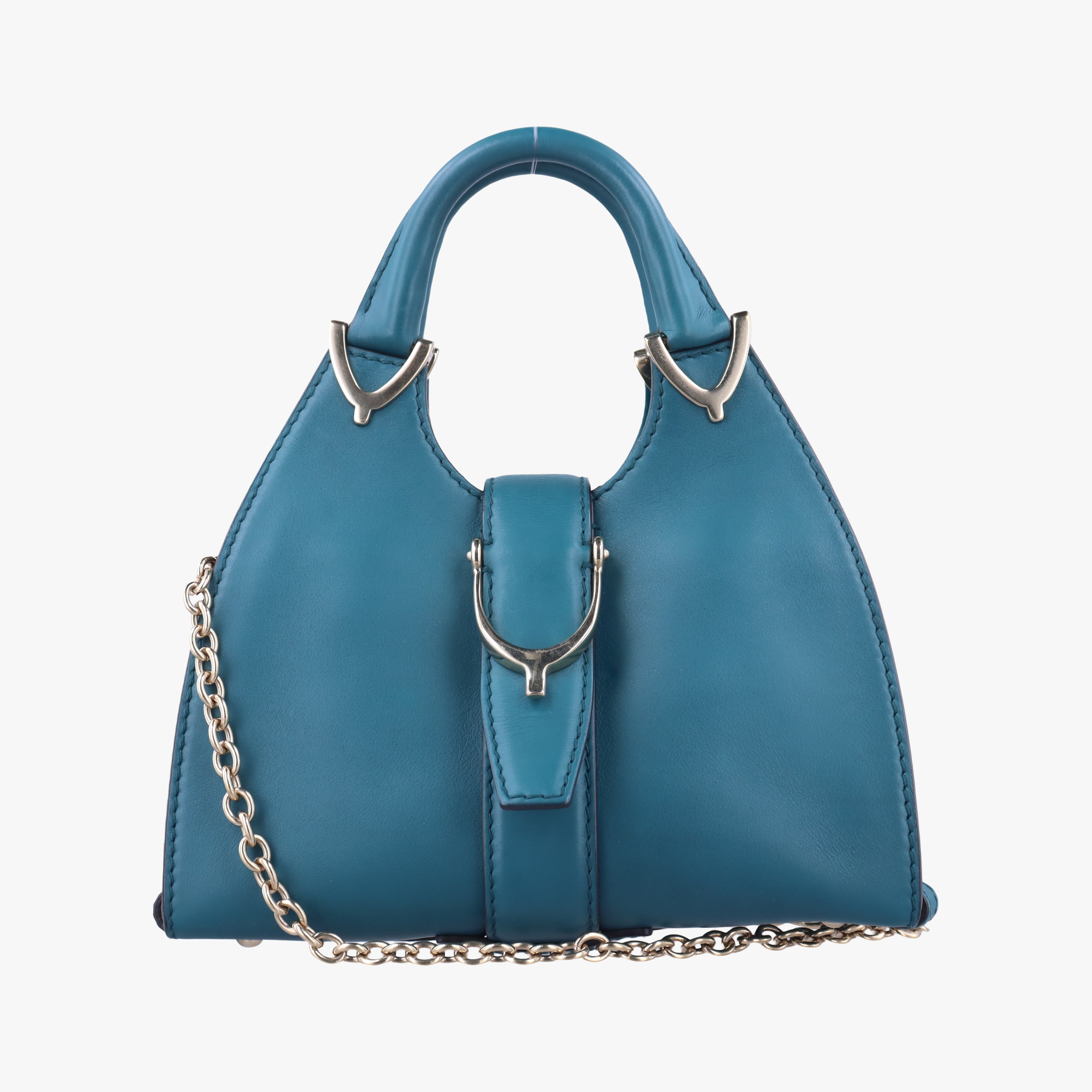 Pre-owned Gucci Stirrup Blue Leather 277515 shoulderbag | stylenewstar
